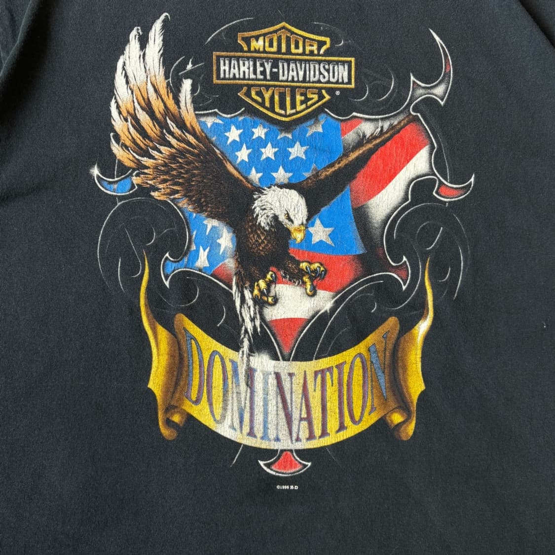 96년 미국 생산 할리데이비슨 싱글스티치 블랙 반팔 티셔츠 상품이미지4