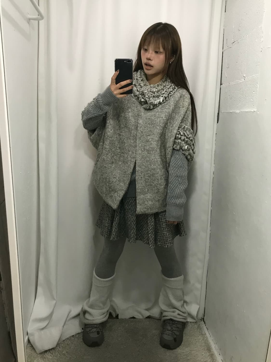 🎅🏻그레이 프릴 케이프 코디 세트🎅🏻 상품이미지3