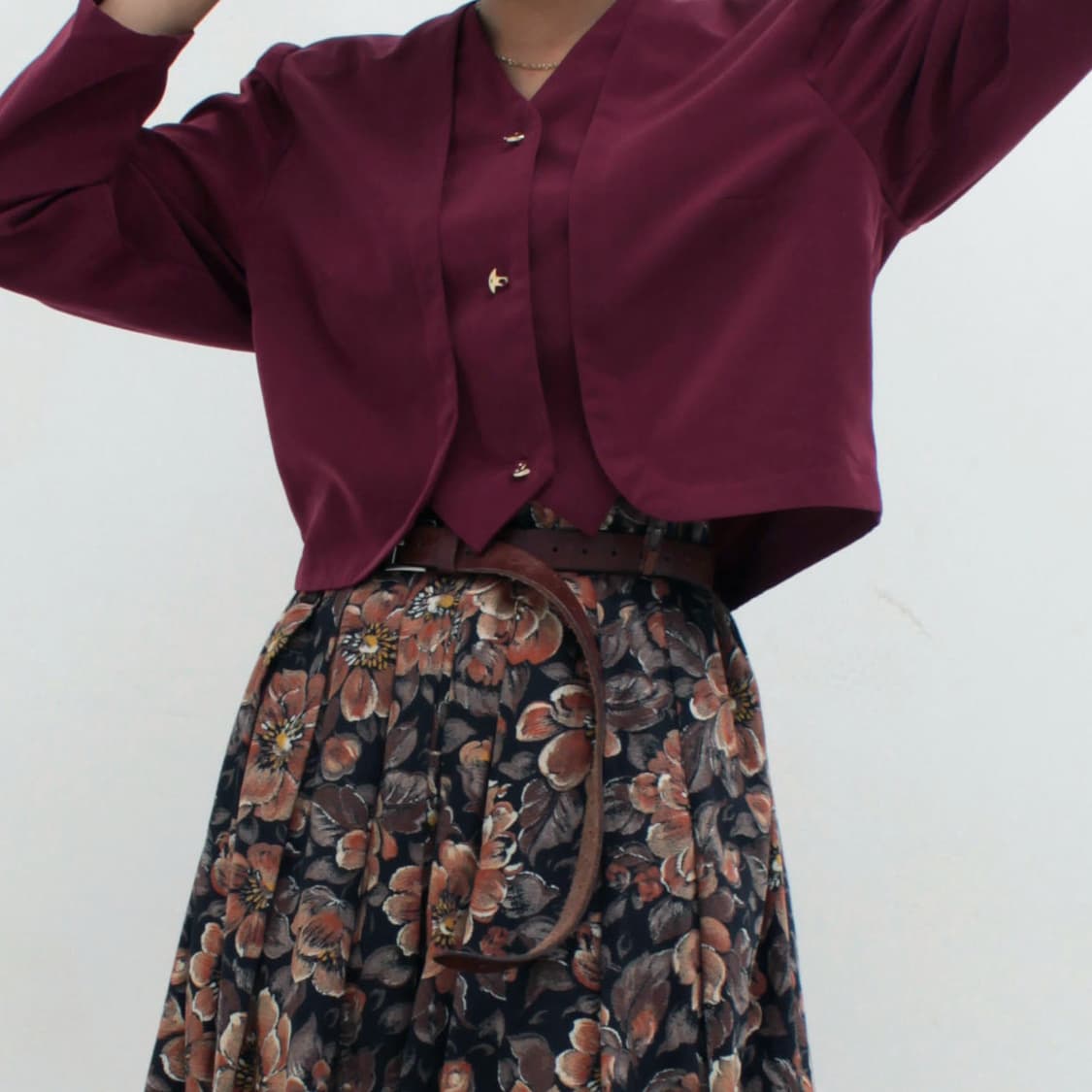 유럽 빈티지 와인 버건디 숏 자켓 상품이미지7