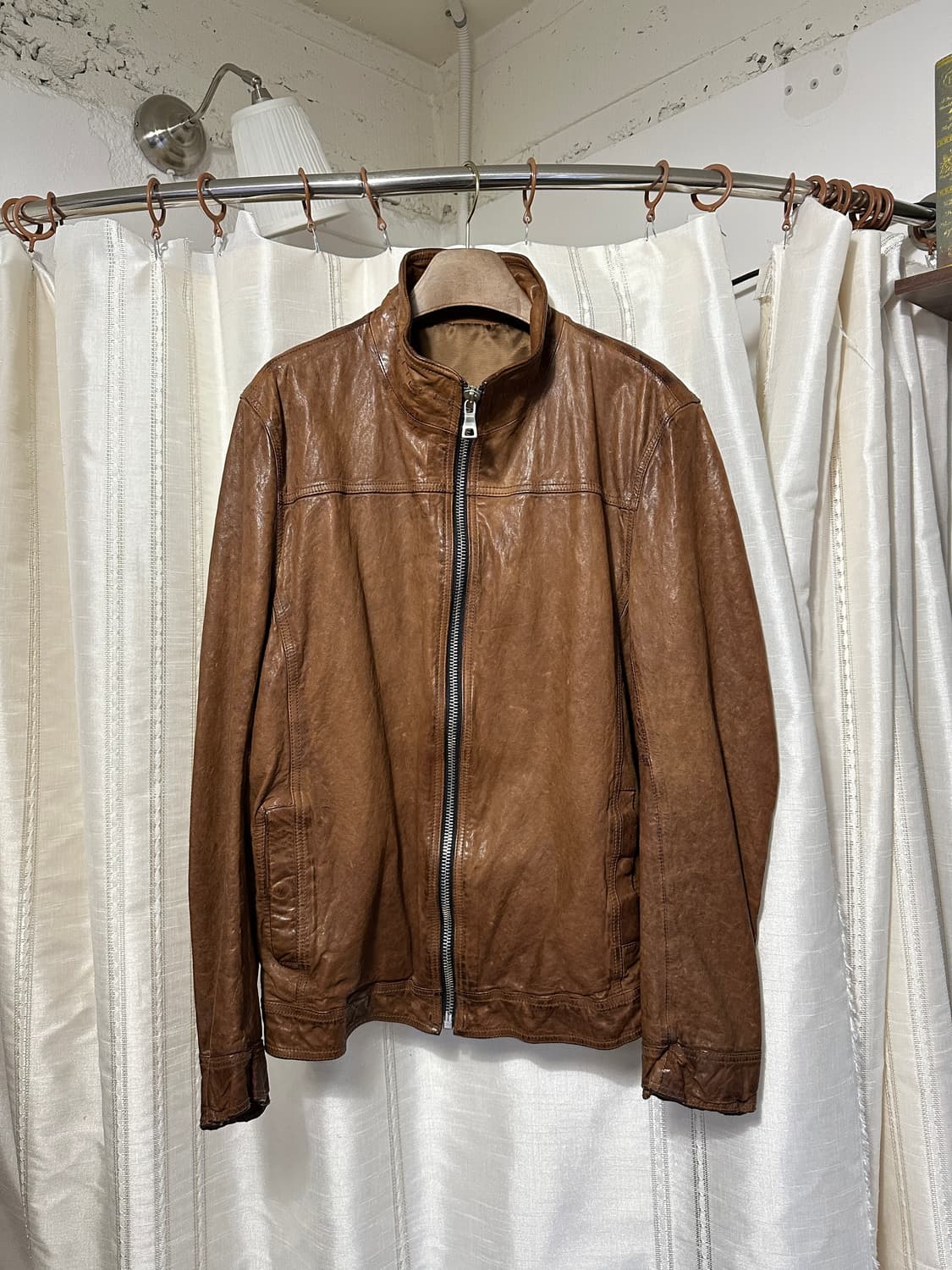 이태리 lambskin 싱글 집업 자켓 상품이미지2