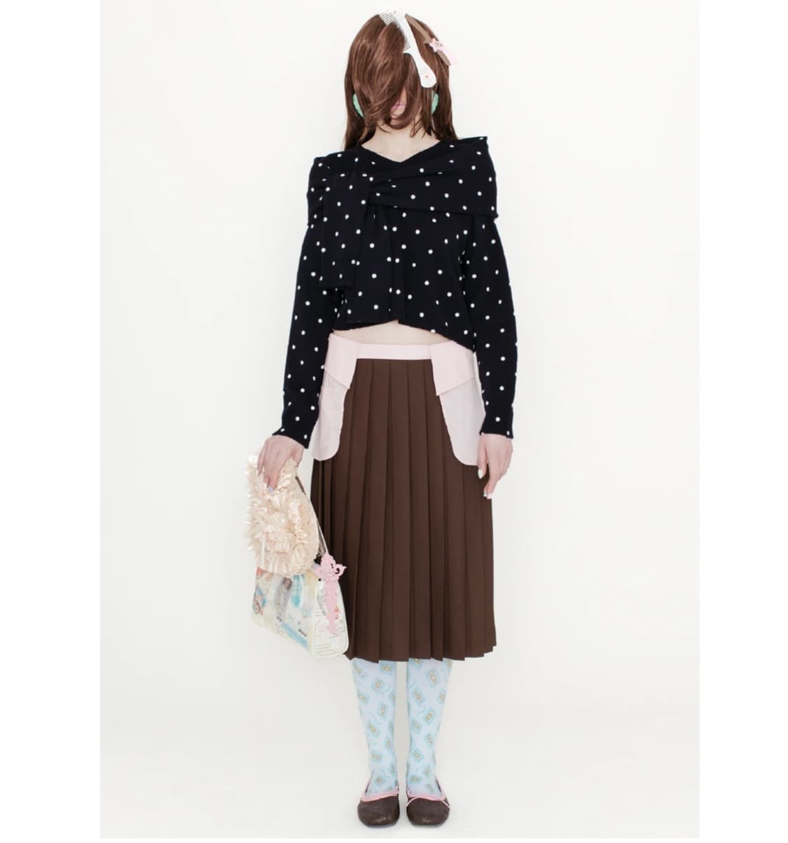 브라운 플리츠 스커트 상품이미지1