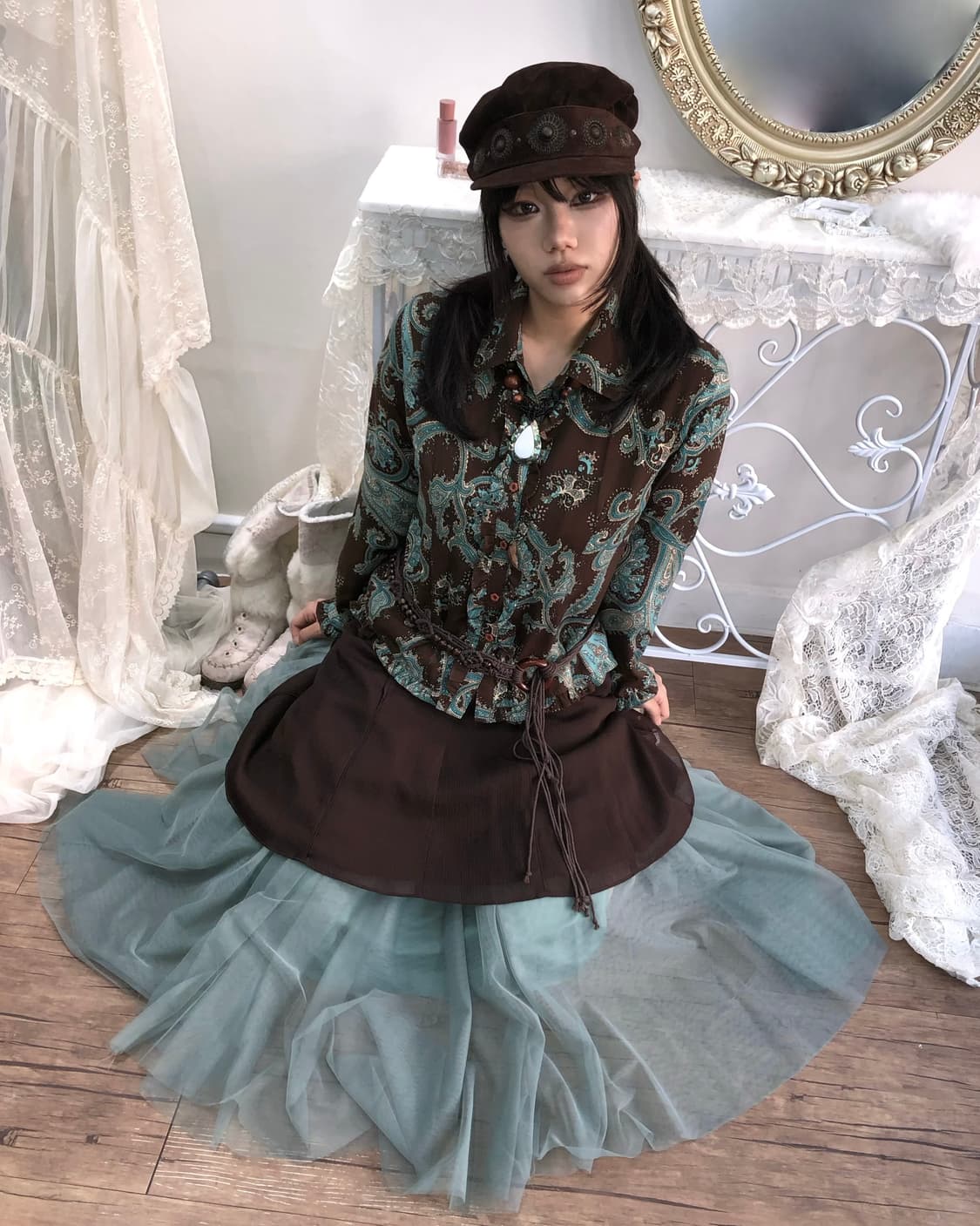 mint choco paisley pattern set  상품이미지1
