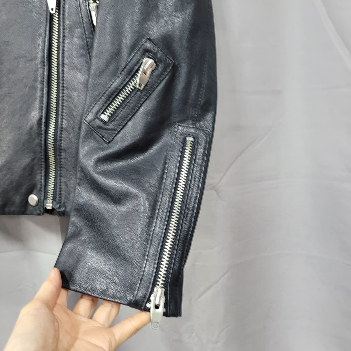 베네통 양가죽 라이더자켓 95 상품이미지5