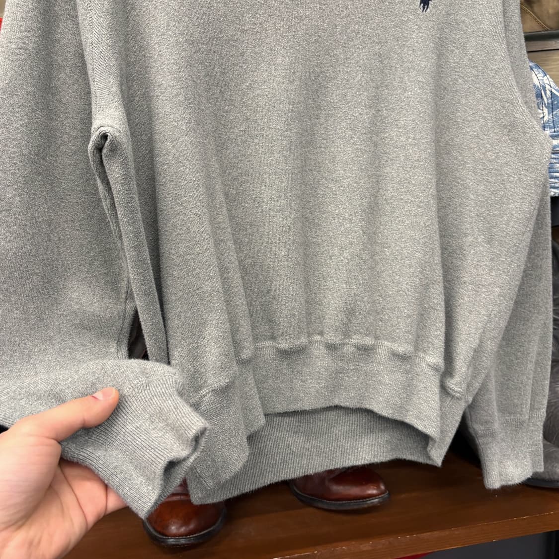 신형라벨 폴로 랄프로렌 피마코튼 스웨트 니트 V-인서트 그레이 N721 상품이미지4