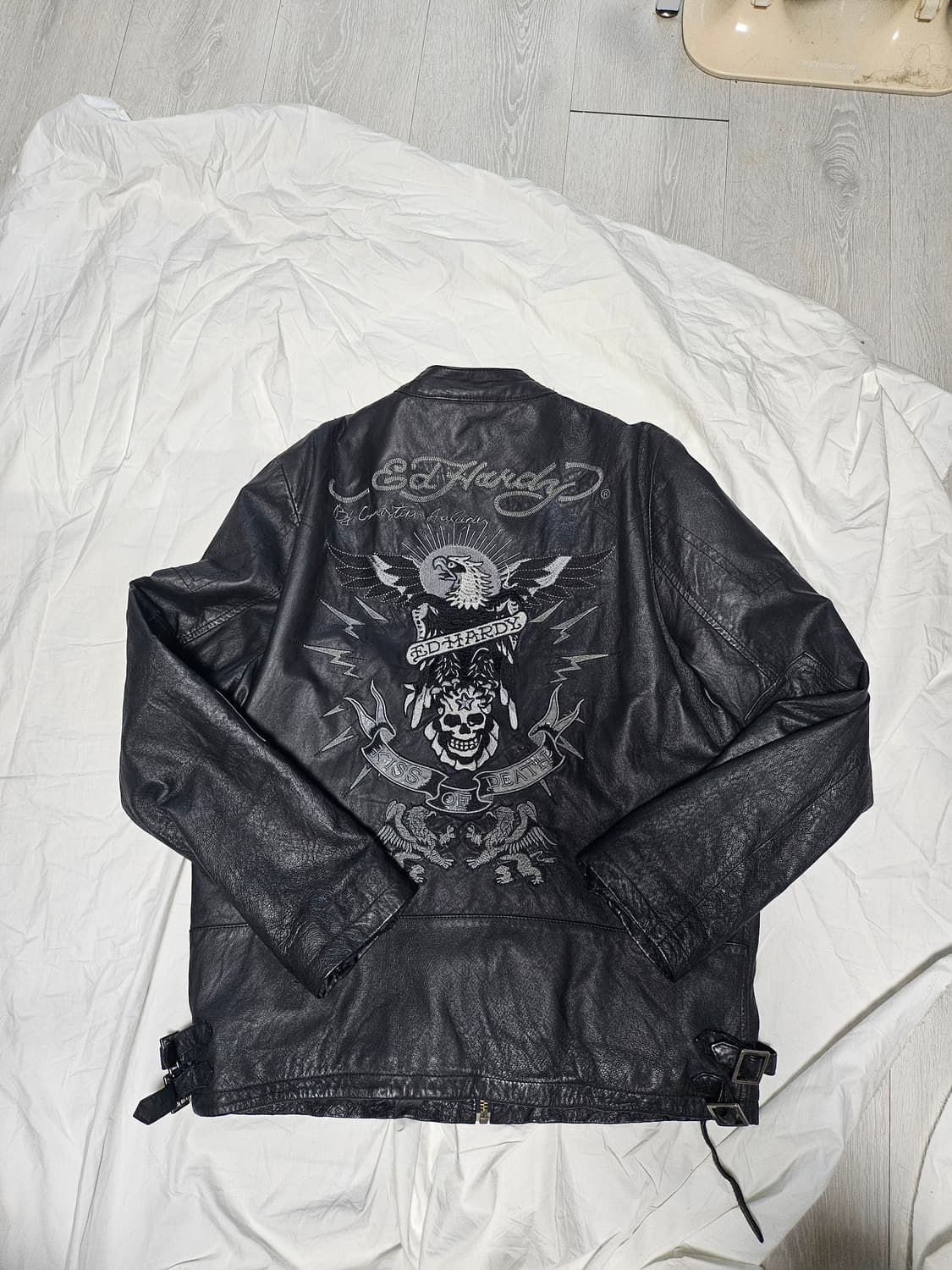 에드 하디 양가죽 자수 가죽자켓 L 상품이미지2