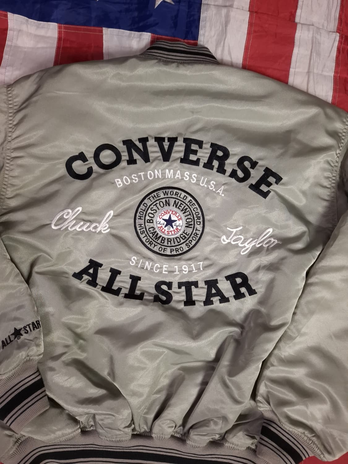 오리지날 80's 일본판 컨버스 빅로고 실버그래이 바시티자켓 상품이미지2