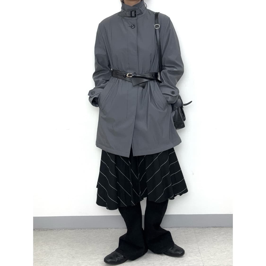 빈티지 그레이 하이넥 코트 점퍼 상품이미지2