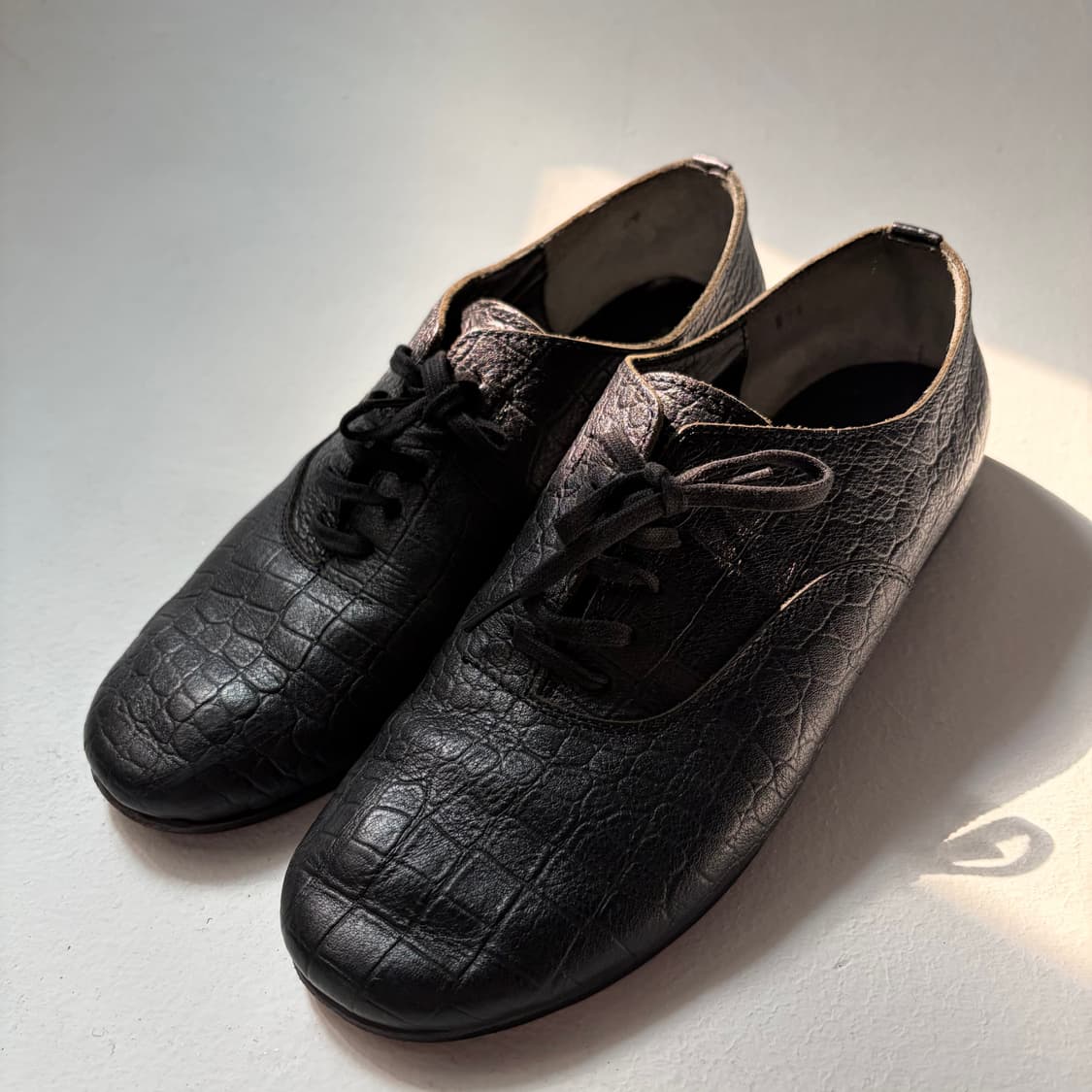 Cracked Croc Leather Lace-Up Shoes 상품이미지2