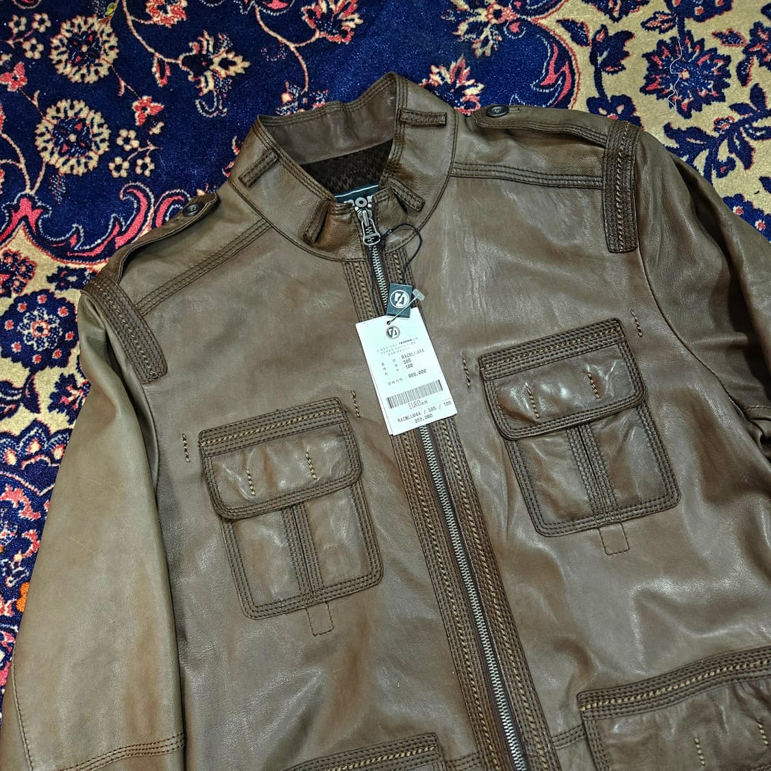 레노마(renoma) 브라운 램스킨 벨티드 가죽자켓 L size 상품이미지4