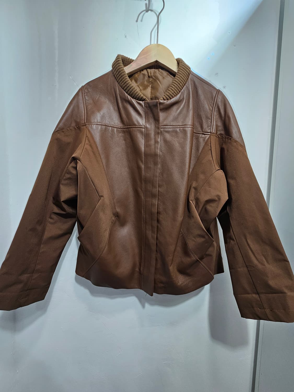 브라운 양가죽 봄버 자켓 상품이미지8