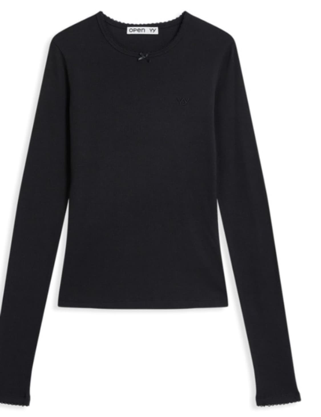 오픈와이와이 PICOT TRIM FITTED TOP  BLACK 상품이미지2