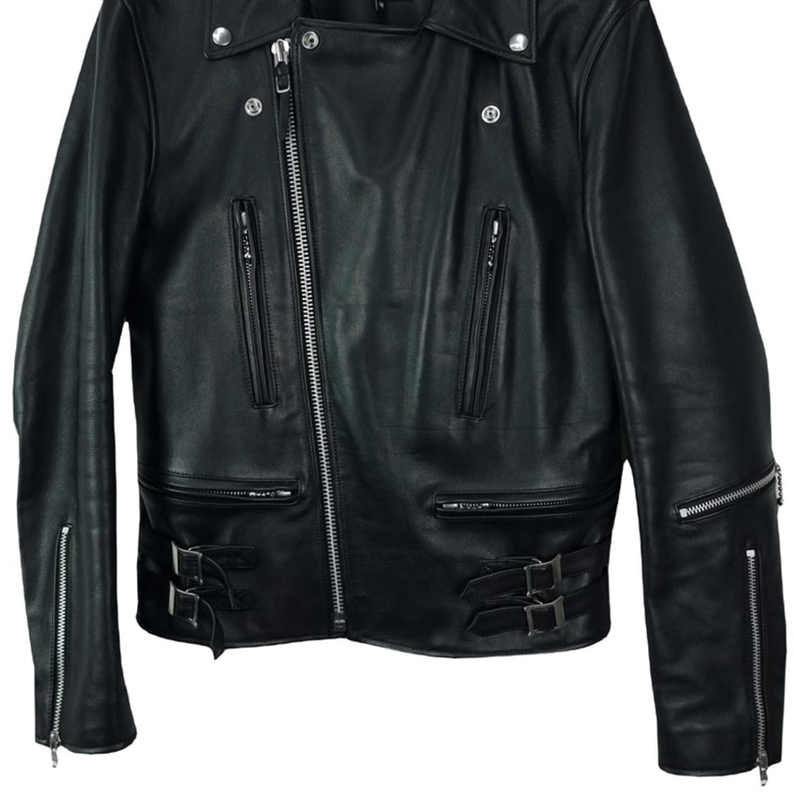 [러커즈] 리얼 카우 레더 소가죽 사선 레더 라이더 자켓 M18706 상품이미지5