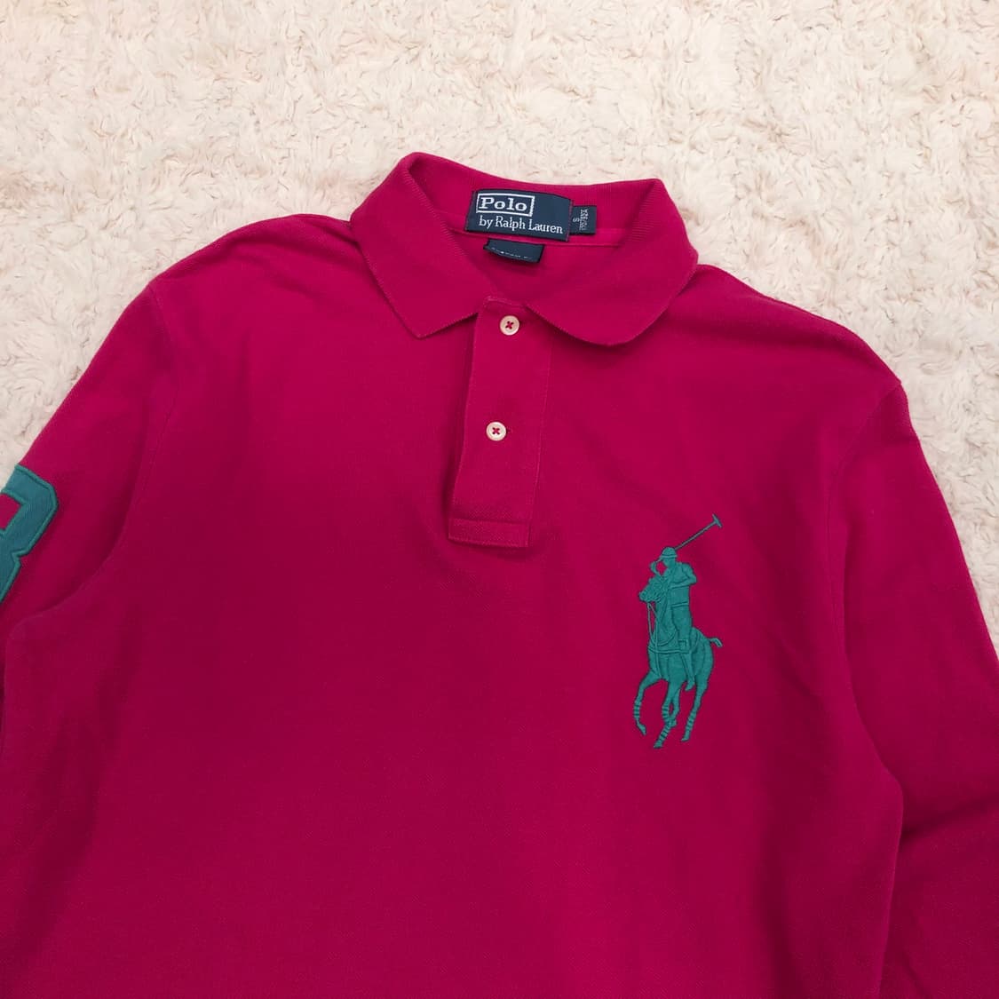 폴로 랄프로렌 빅포니 핑크 카라 롱슬리브 티셔츠 상품이미지2
