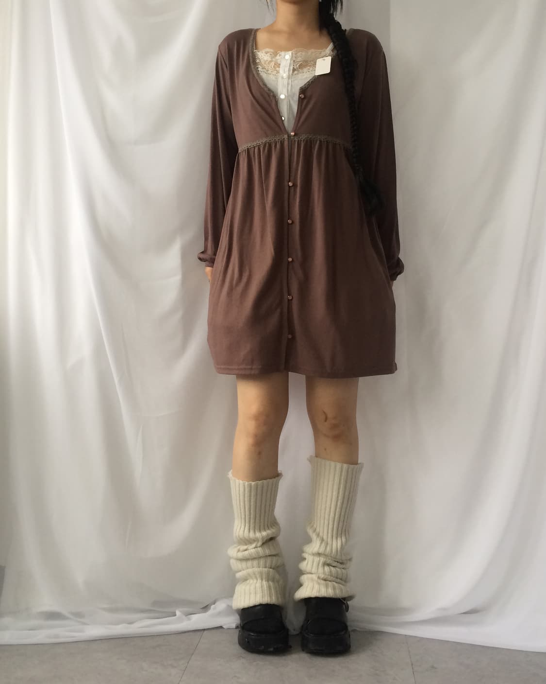 Lace trimming long cardigan 상품이미지5