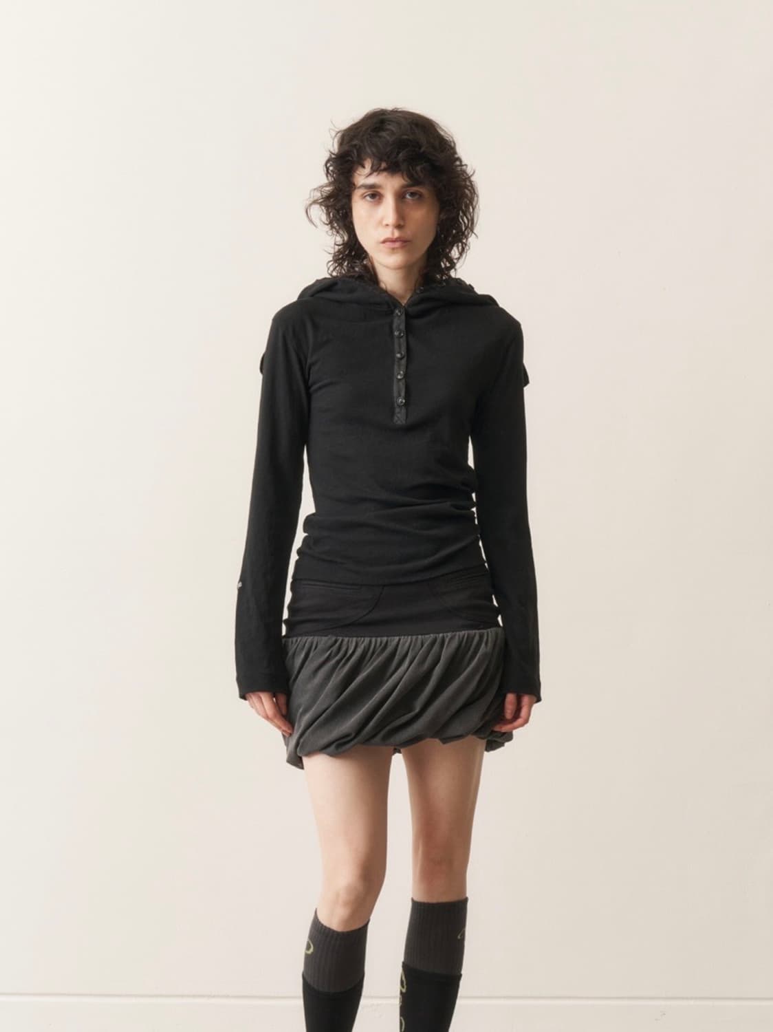 ODLYWORKSHOP Hooded henley tee 상품이미지1