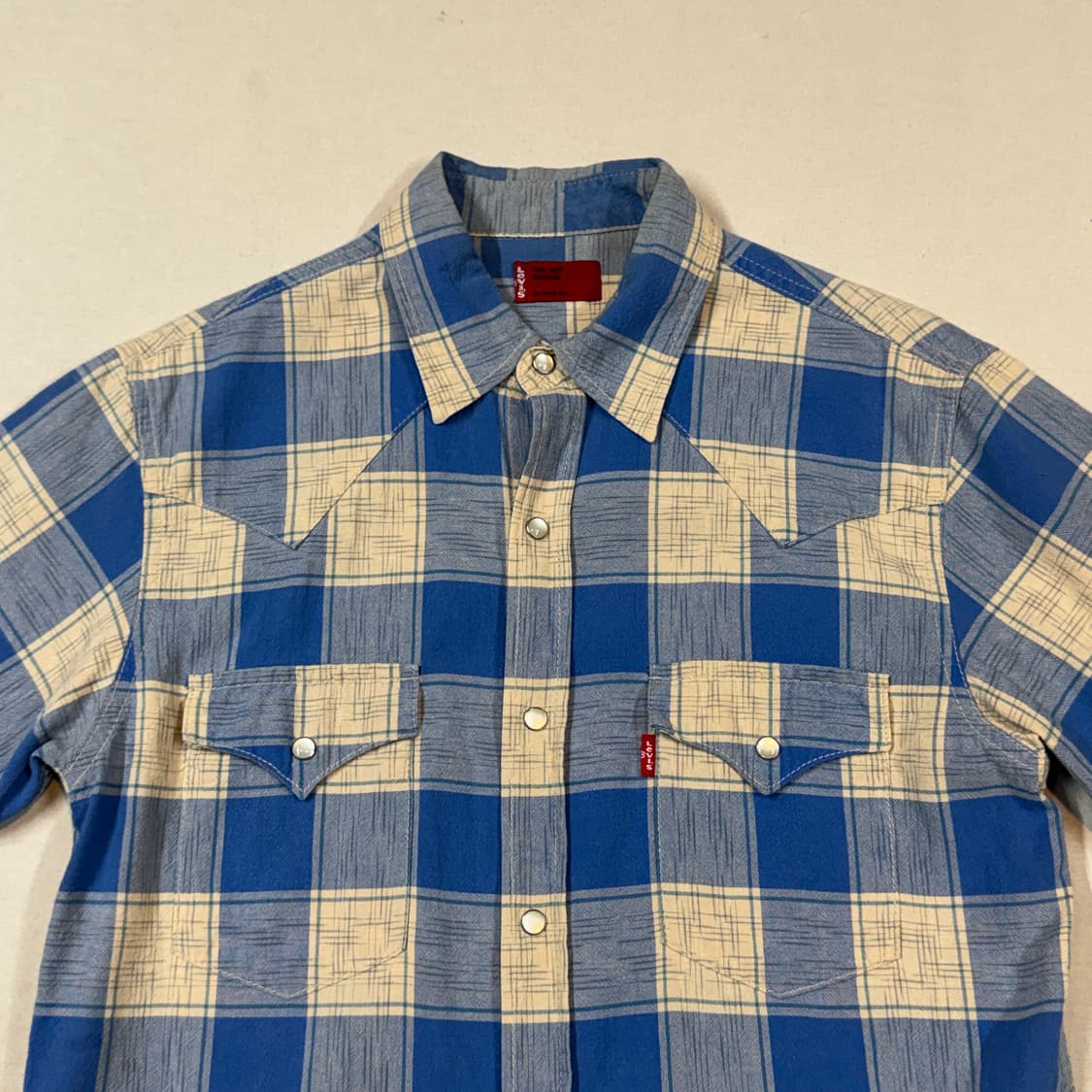 M) 리바이스 블루 체크 반팔 웨스턴 셔츠 상품이미지3