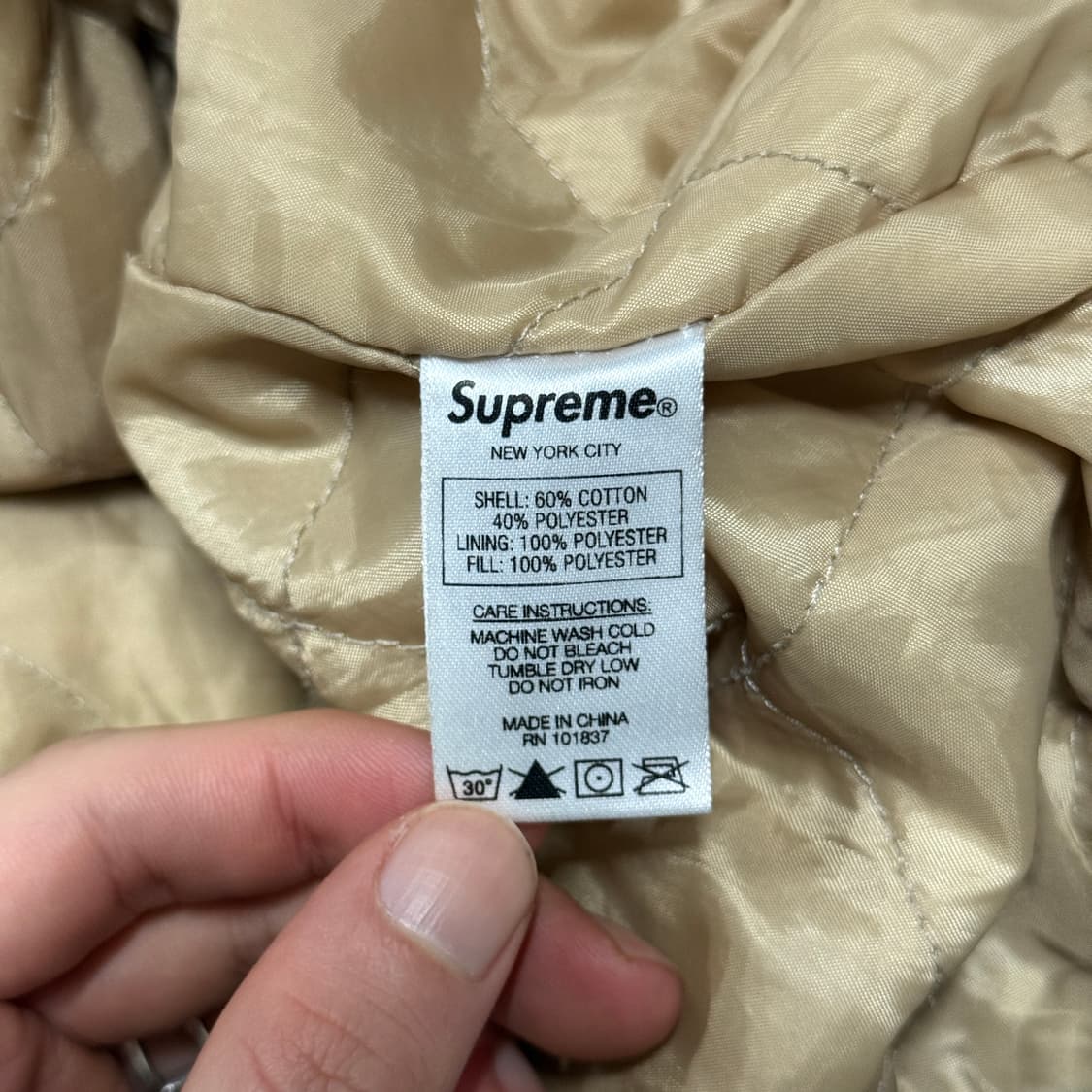 슈프림 19ss 최고 핀스트라이프 바시티 자켓 탄 상품이미지8