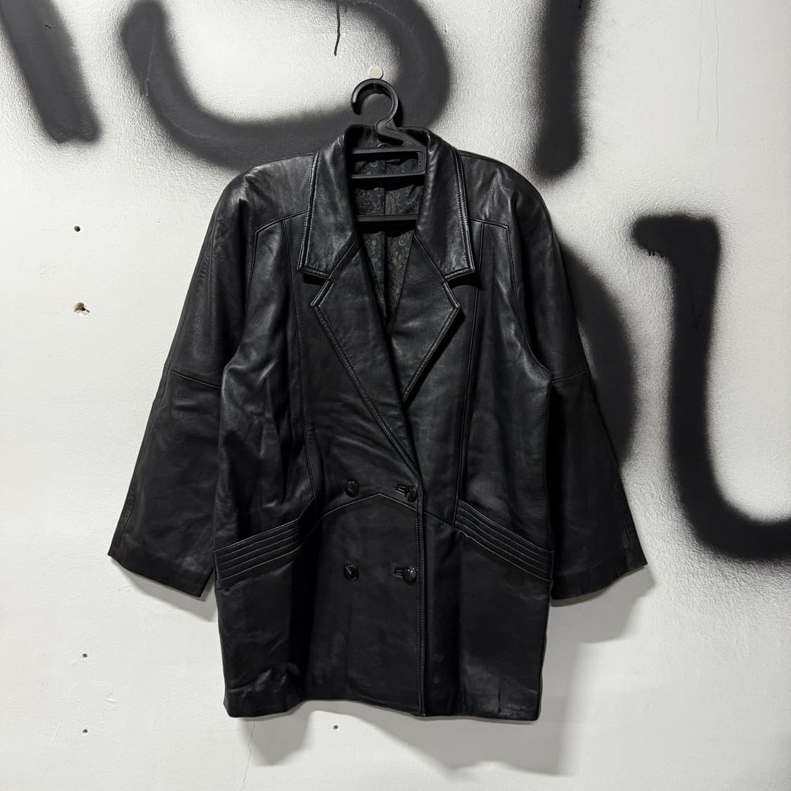 VTG 빈티지 리얼 쉽스킨 100% 양가죽 더블 롱 코트 상품이미지1