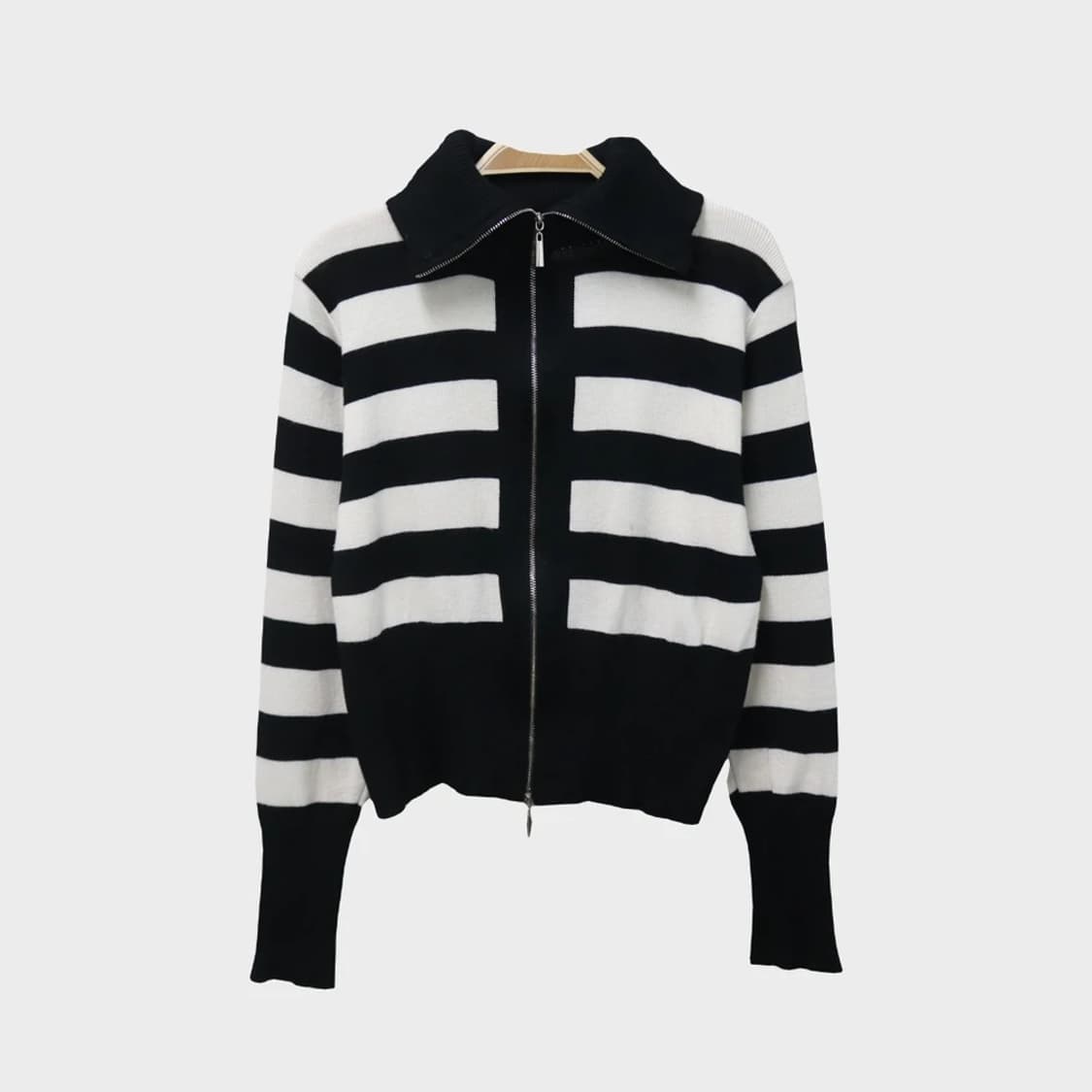 스트라이프 하이넥 니트 집업 62014 상품이미지1