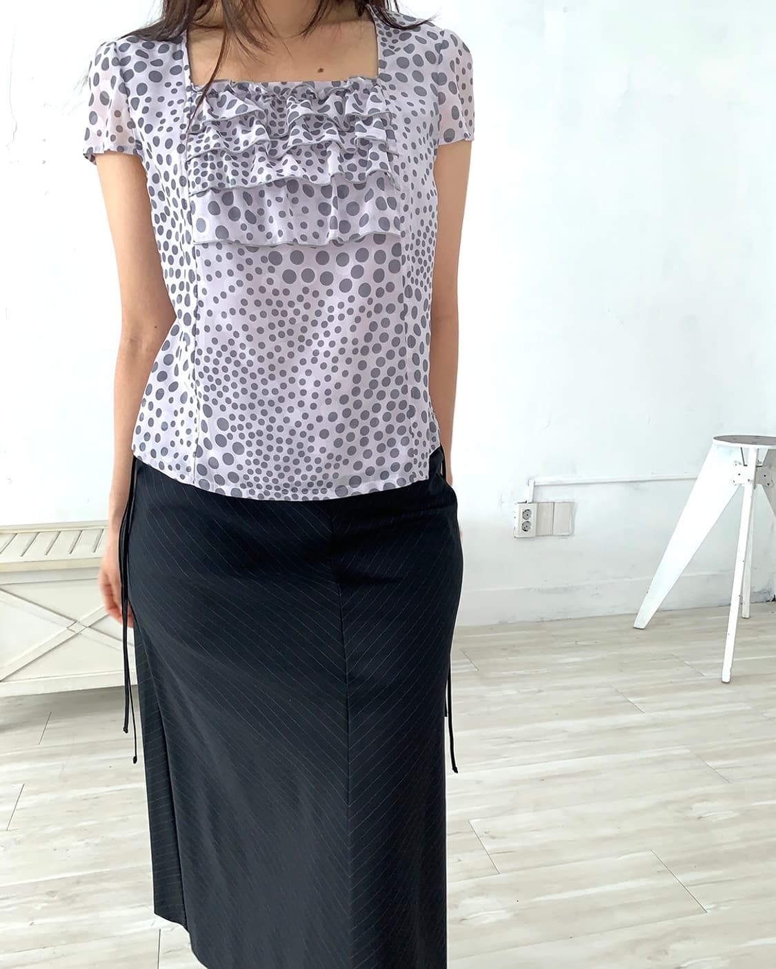 Purple-Gray dot Blouse 상품이미지6