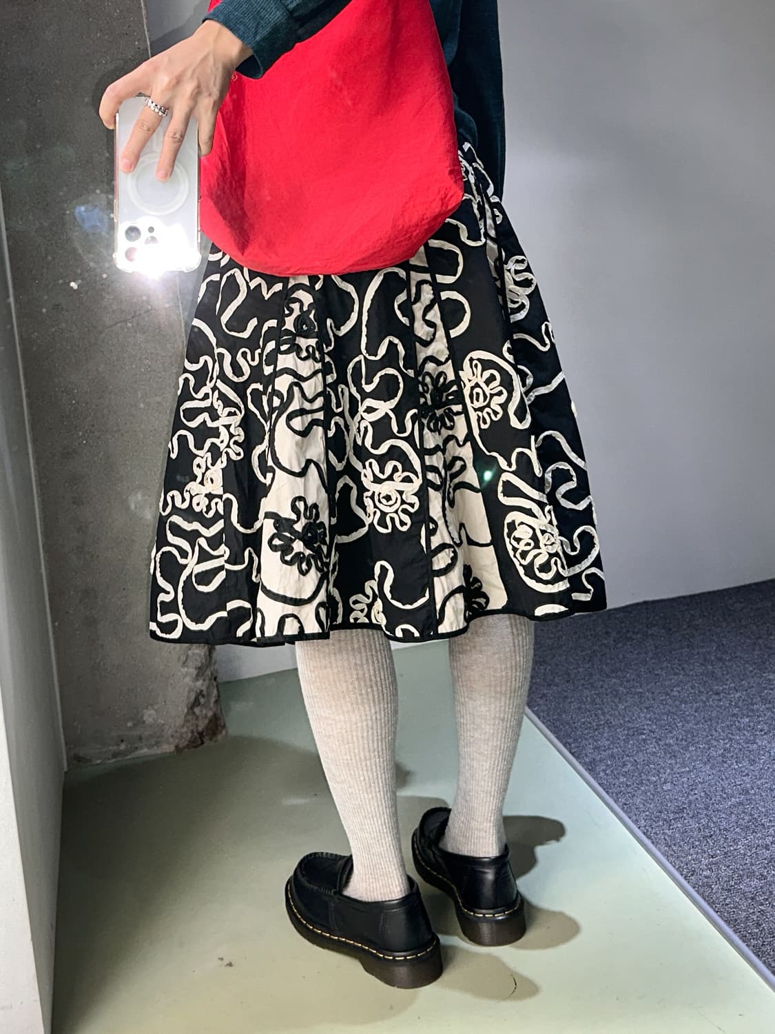 line flower midi skirt 상품이미지2