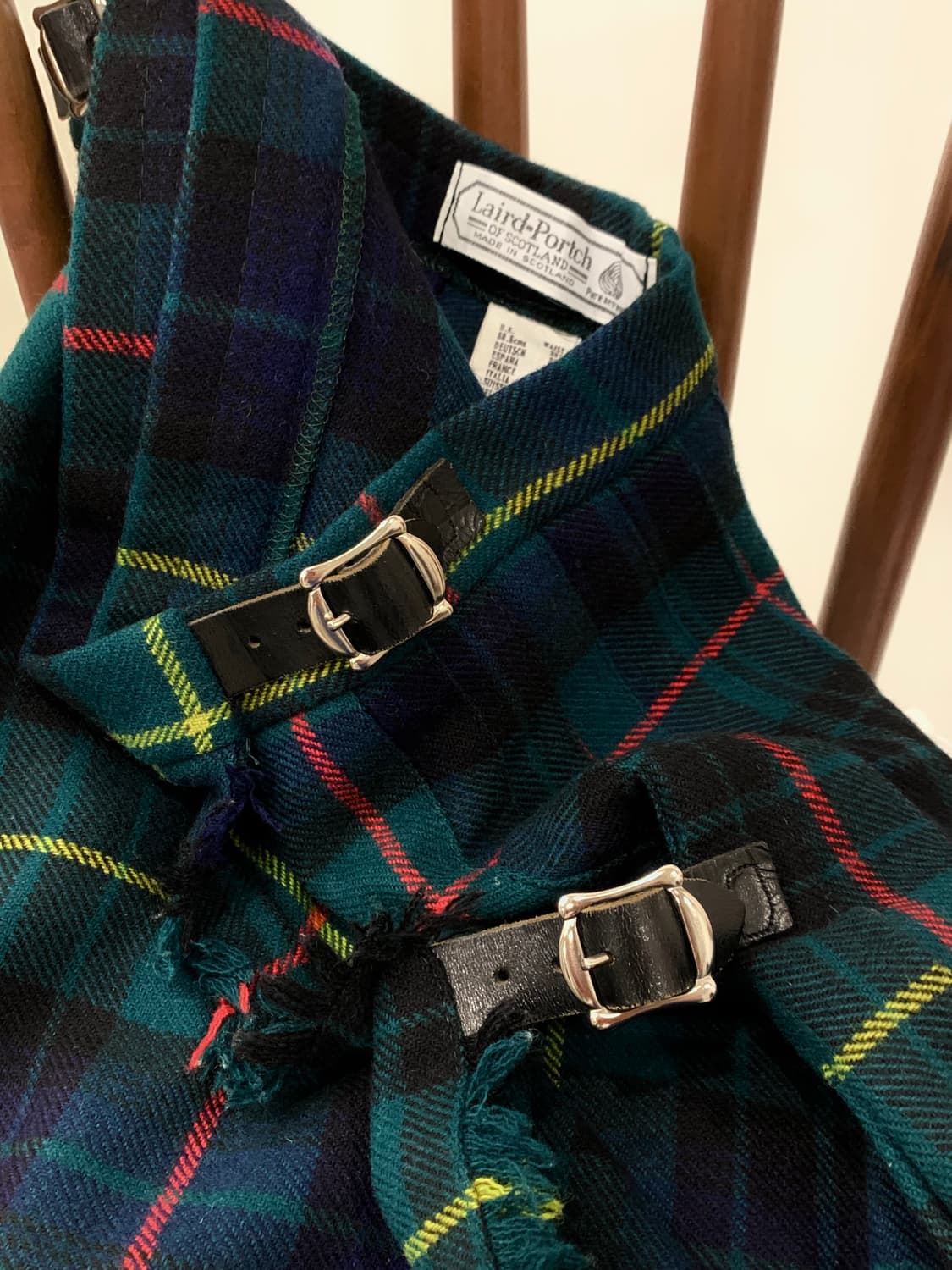 스코틀랜드 퓨어 뉴 울 100 타탄 킬트 딥그린 스커트 상품이미지5