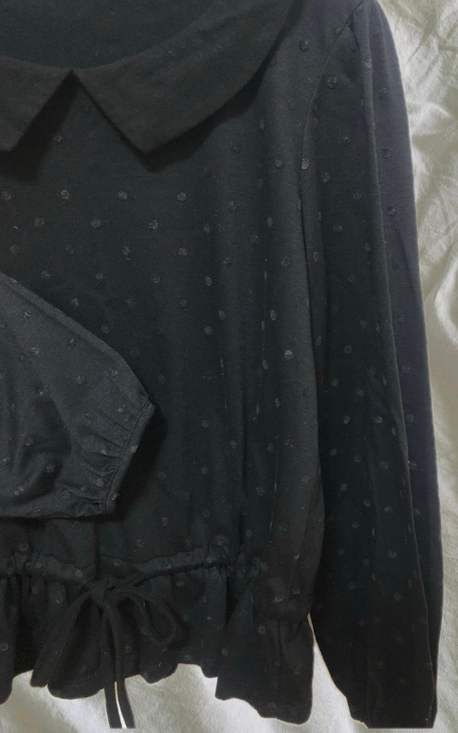 jpn 리본셔링 도트 블라우스 티셔츠 상품이미지3