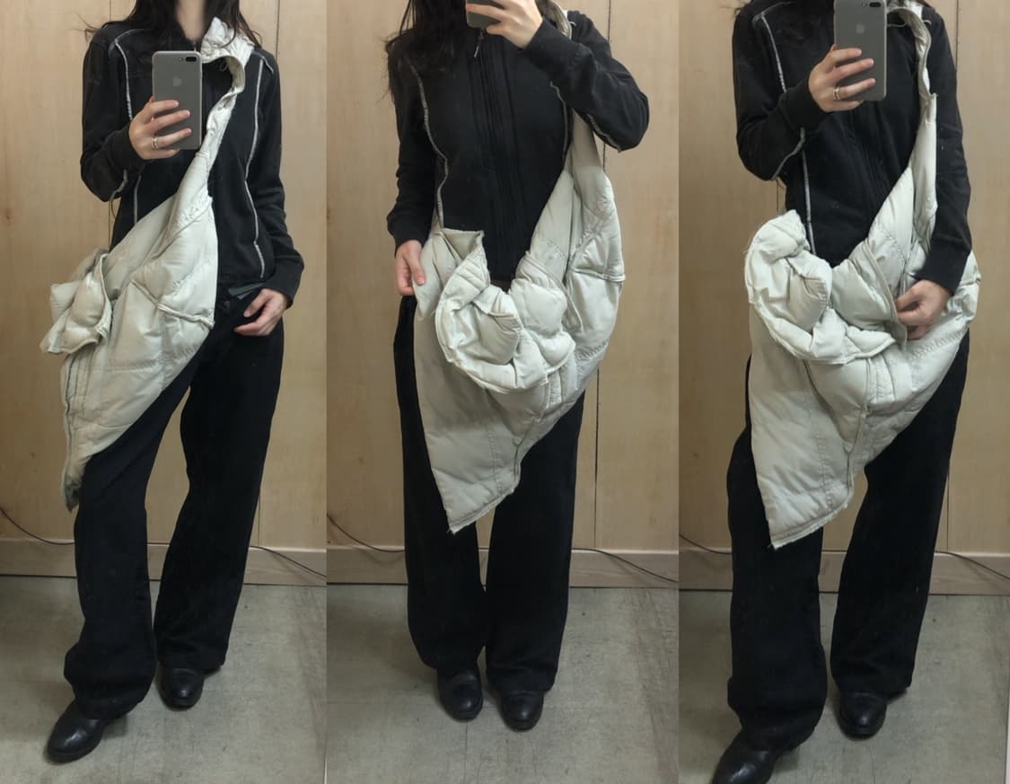 [직수입] 빈티지 핸드메이드 퀼티드 크로스 백 그레이 상품이미지2