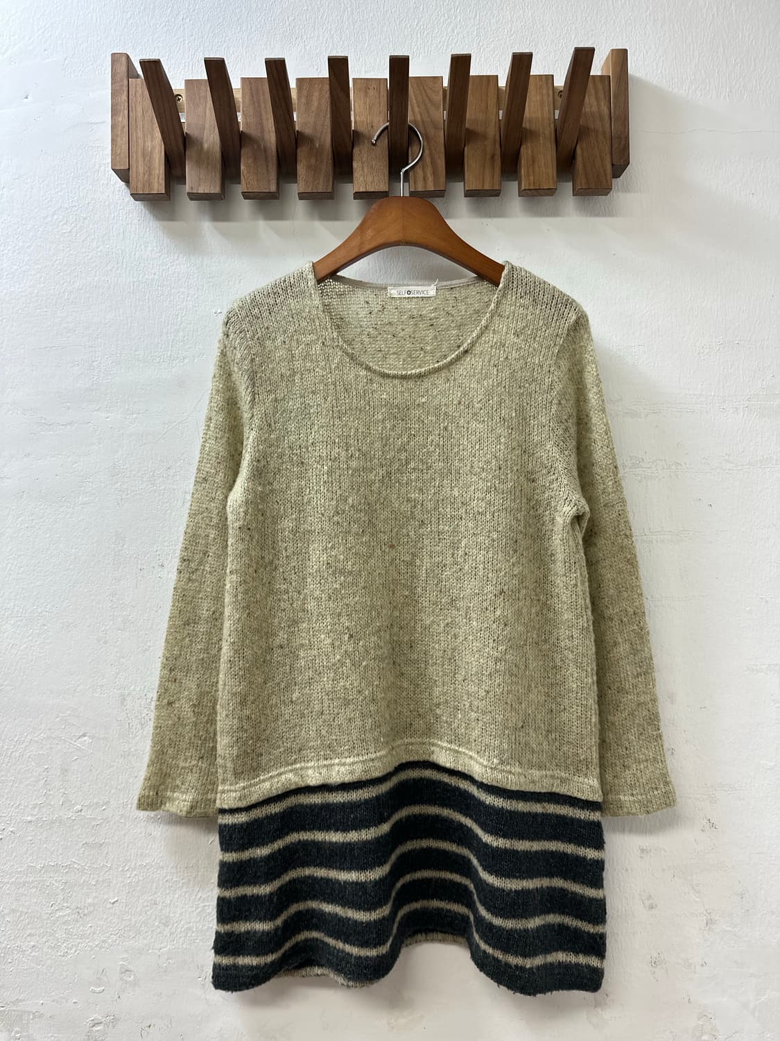 일본빈티지 Self Service 스트라이프 배색 니트 상품이미지1