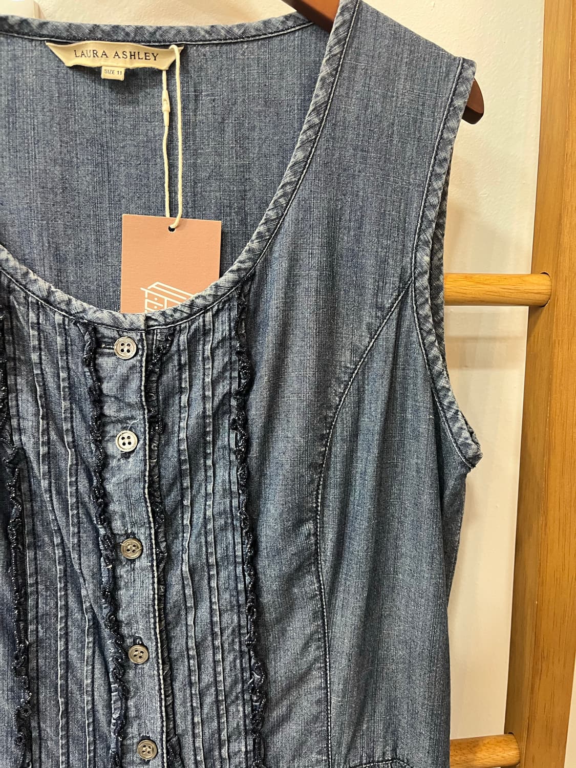 [정품/11] 로라 애슐리 핀턱 러플 데님 롱 원피스 상품이미지3