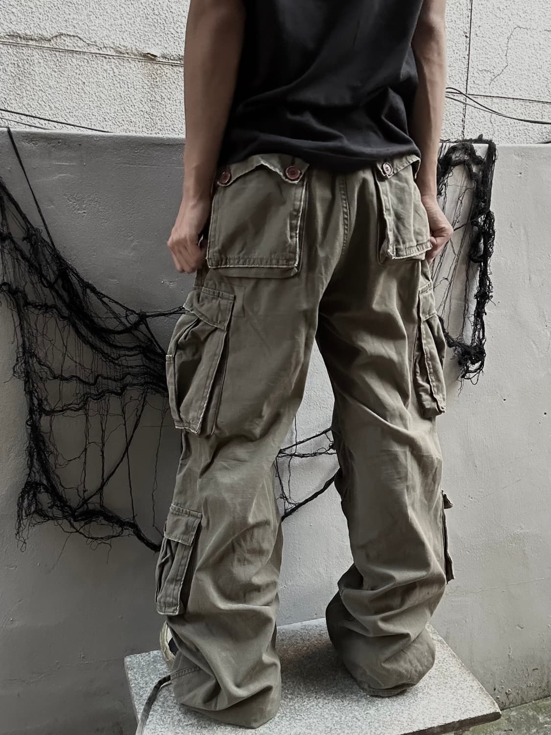 *Rare* 00s Y2K 카키 멀티포켓 와이드 카고팬츠 상품이미지2