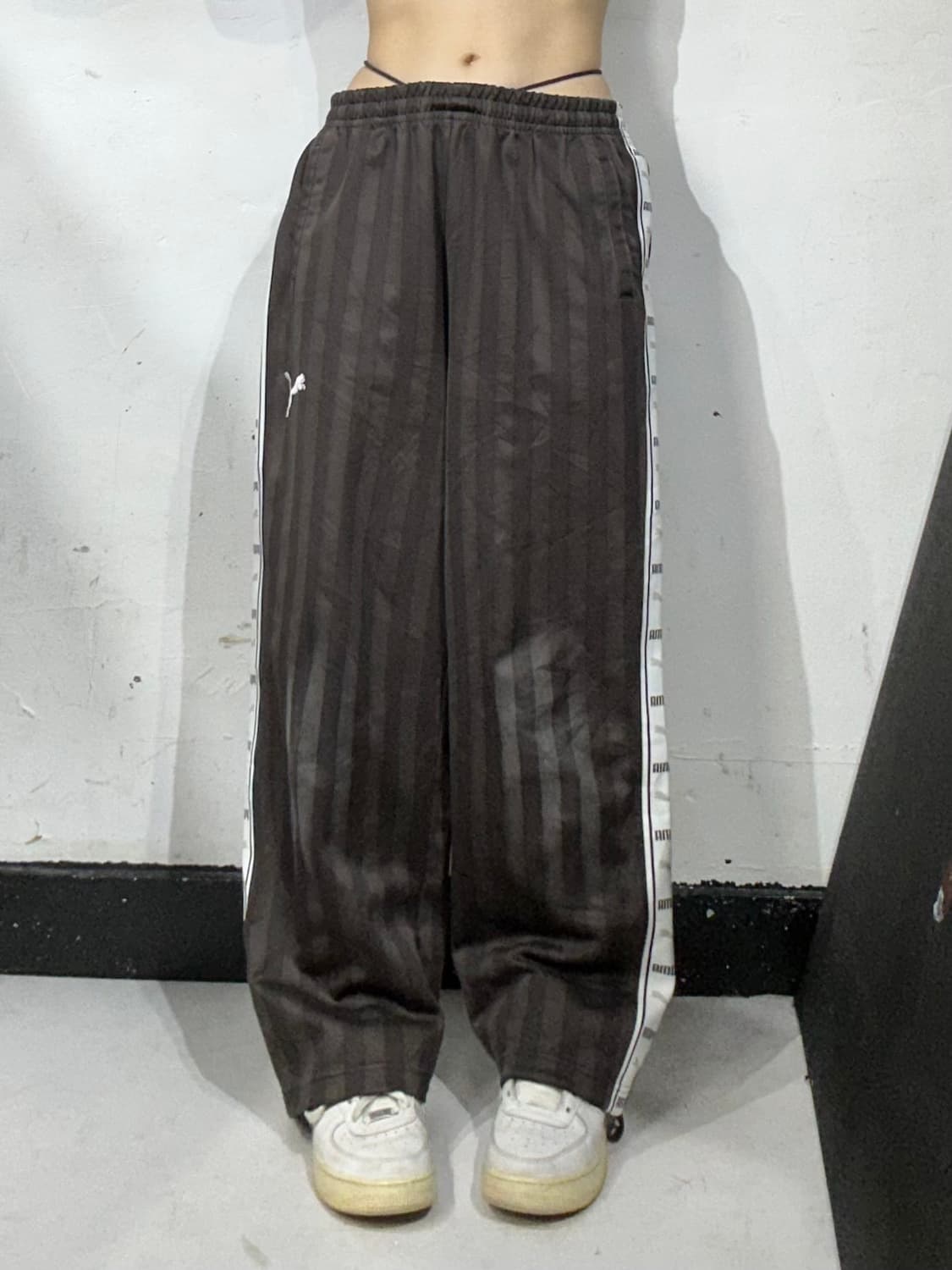 푸마 브라운 와이드 화이트 사이드 라인 추리닝 바지 트레이닝 팬츠 M 상품이미지2