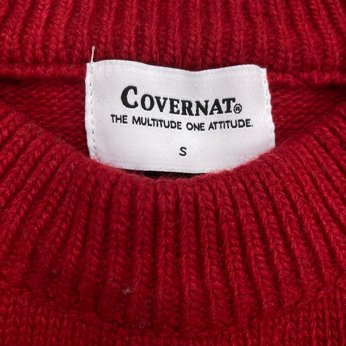 커버낫 레드 컬러 빅로고 니트 상품이미지3