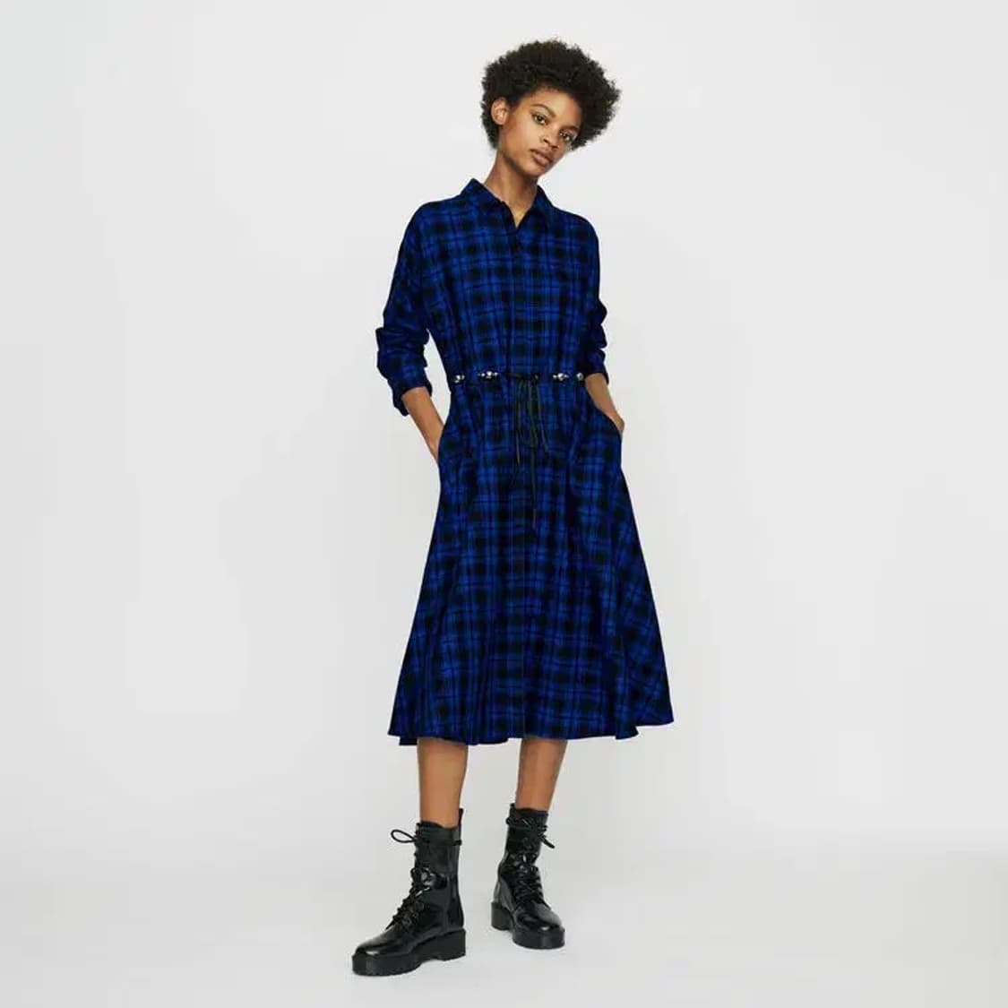 마쥬 maje REBEL 체크 셔츠형 롱 원피스 2사이즈 정가 225유로 상품이미지1