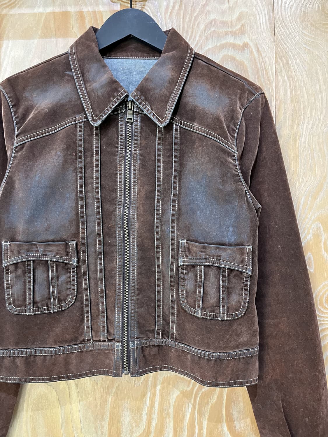 게스 Y2K 블루 코어 벨루어 집 자켓 상품이미지4