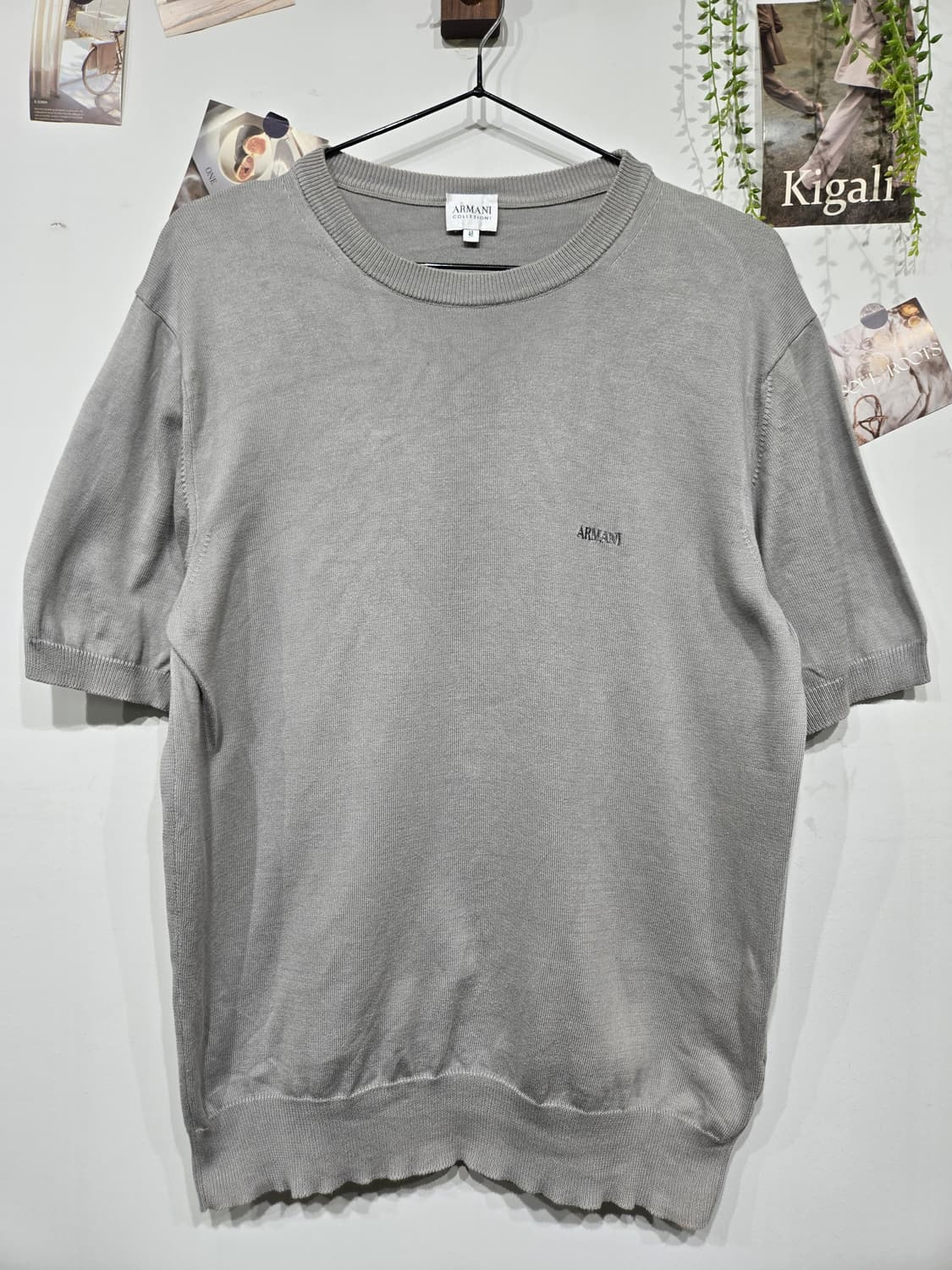 아르마니 반팔 니트 티셔츠 그레이 상품이미지3