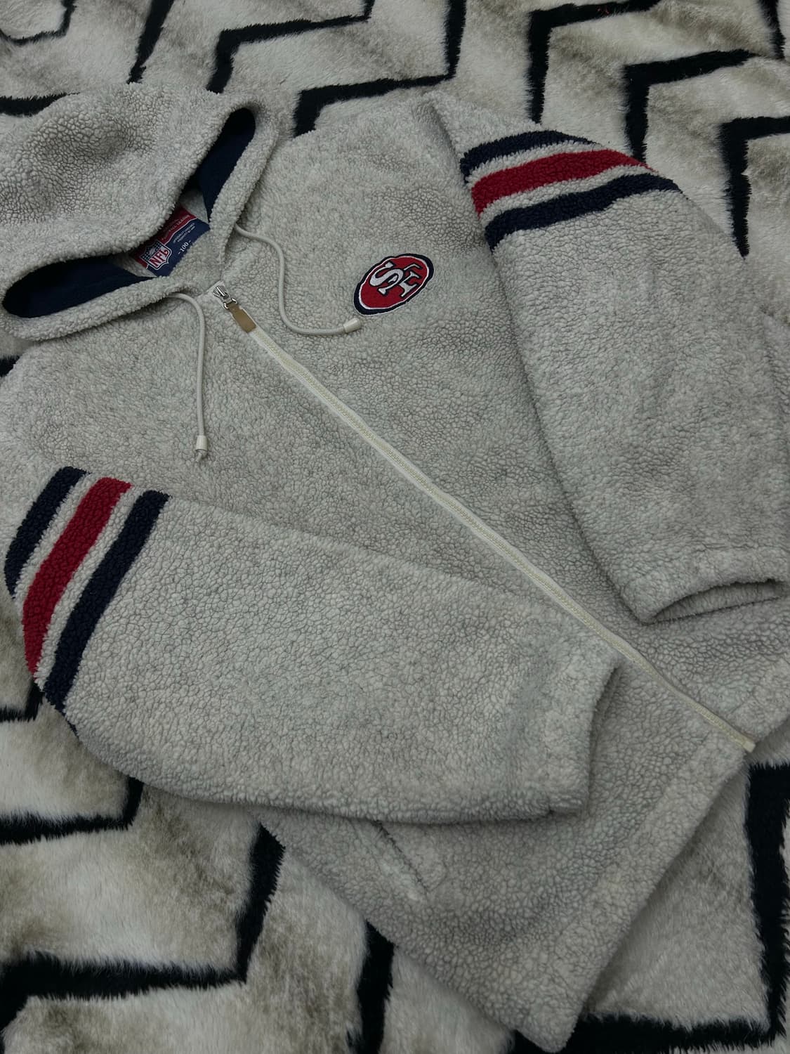 [실측XL]NFL 샌프란시스코 헤비 플리스 후드자켓/아이보리 상품이미지3