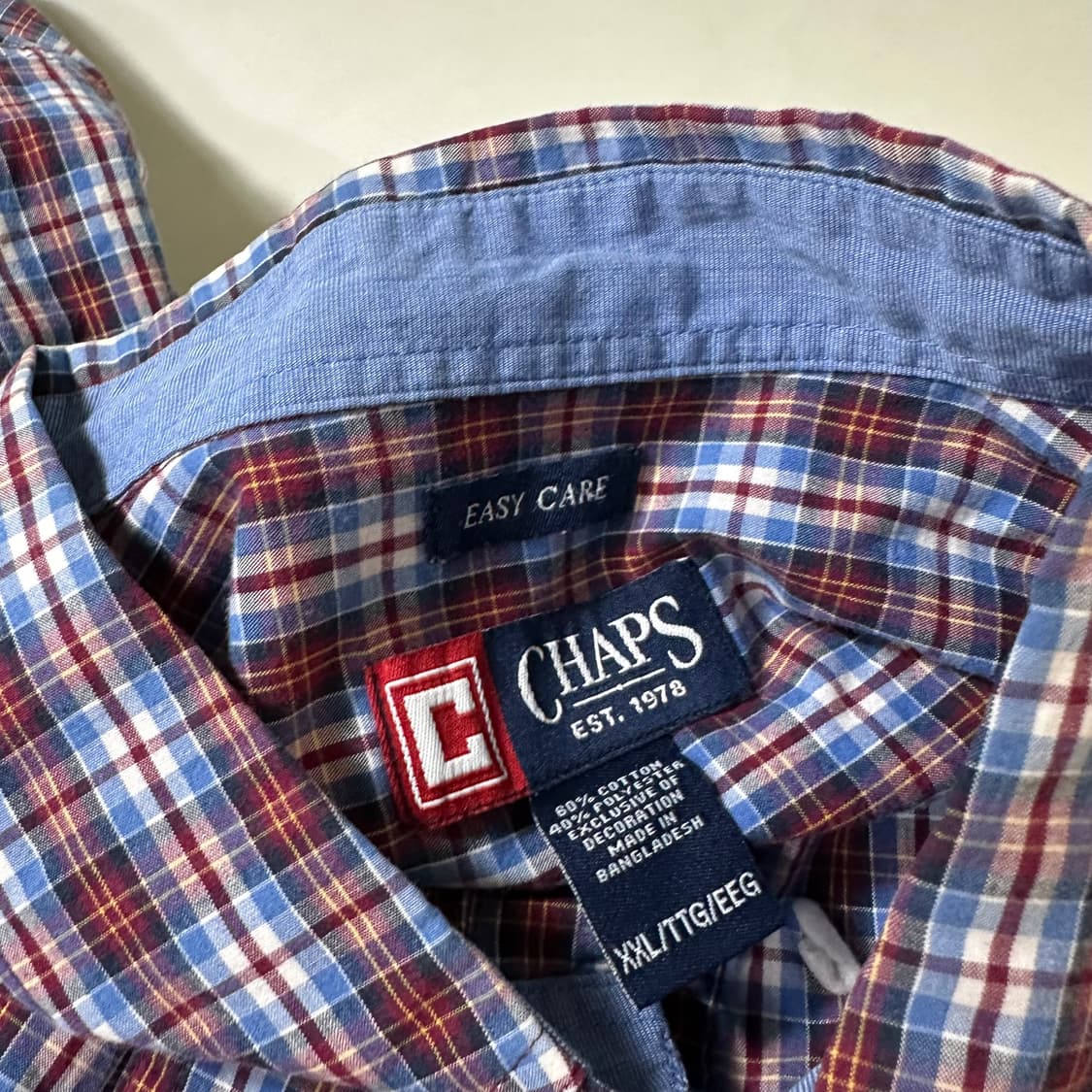 XXL 챕스 랄프로렌 오버핏 원포켓 체크 코튼 반팔셔츠 상품이미지5