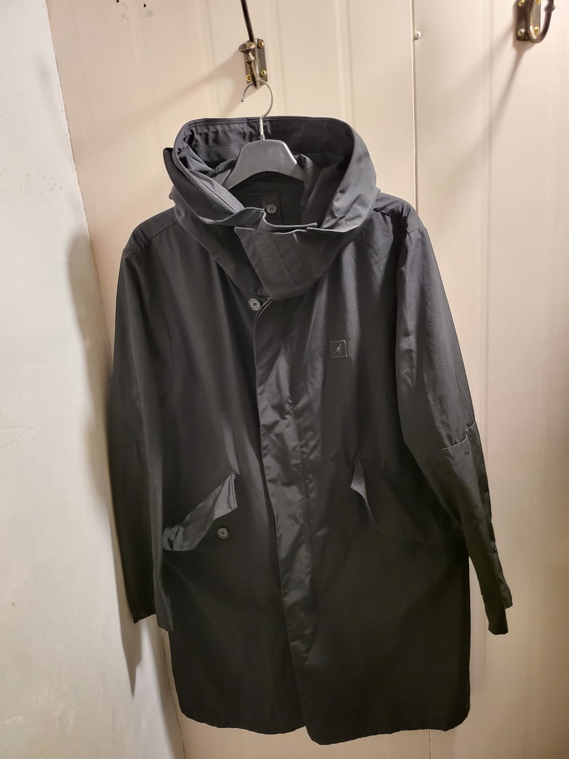 캉골 블랙 후드 야상 코트 상품이미지1