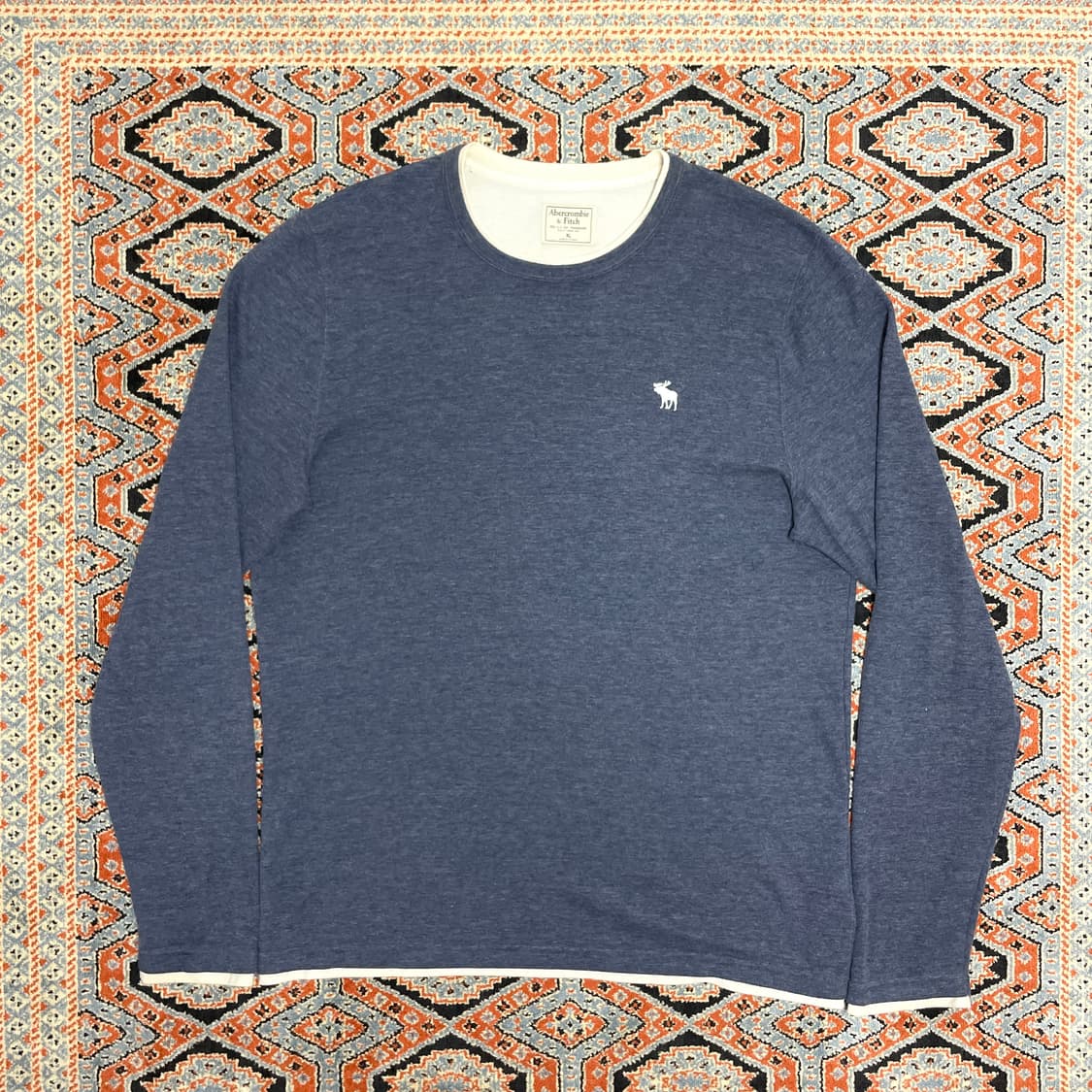 아베크롬비 네이비블루 레이어드 긴팔티셔츠 남성XL 상품이미지1
