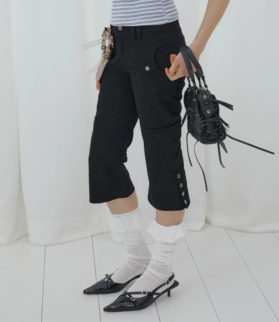 팬시클럽 카고 카프리 팬츠 (BLACK) F26QD152 상품이미지1