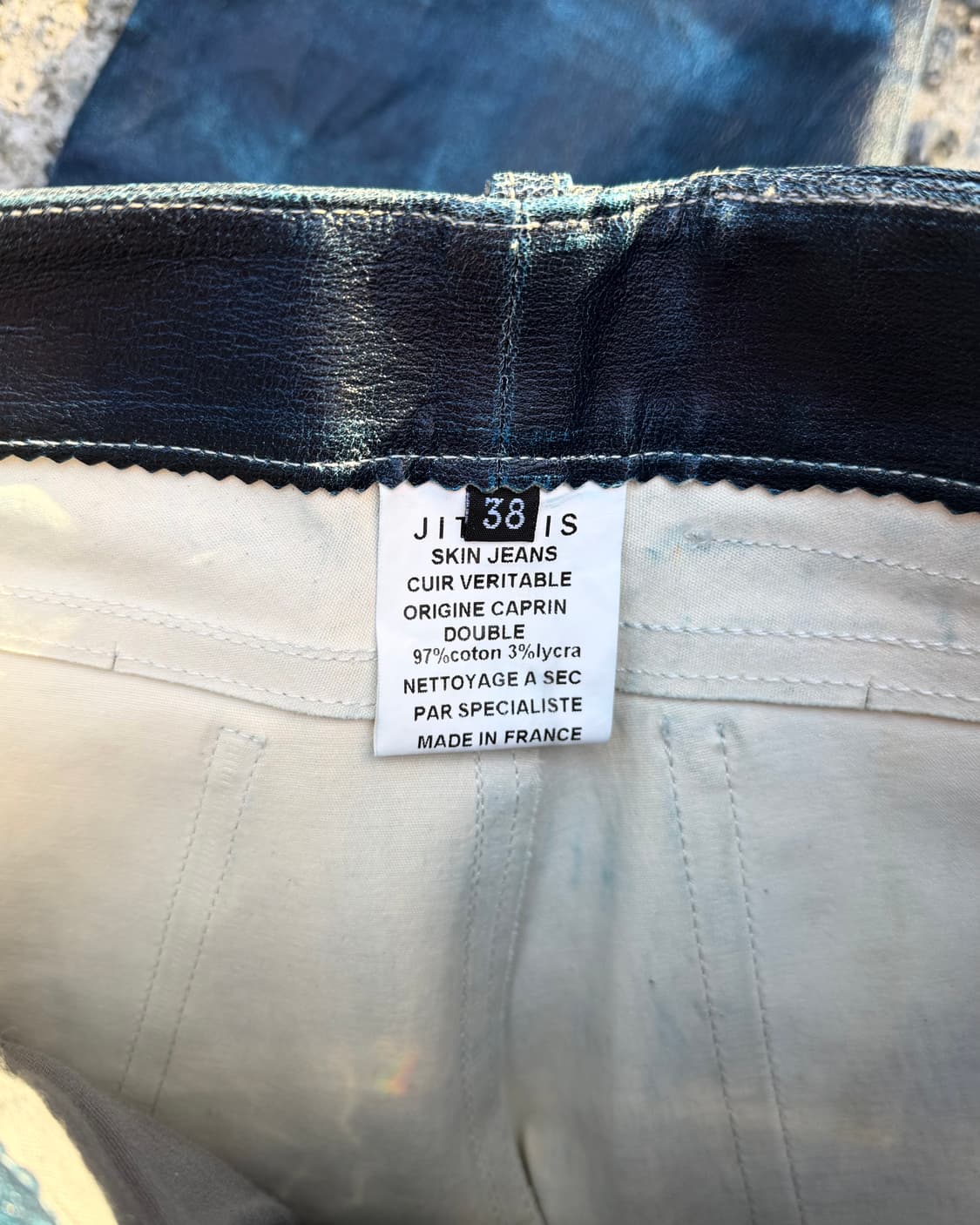 Jean-Claude Jitrois 인디고 레더 팬츠 상품이미지5