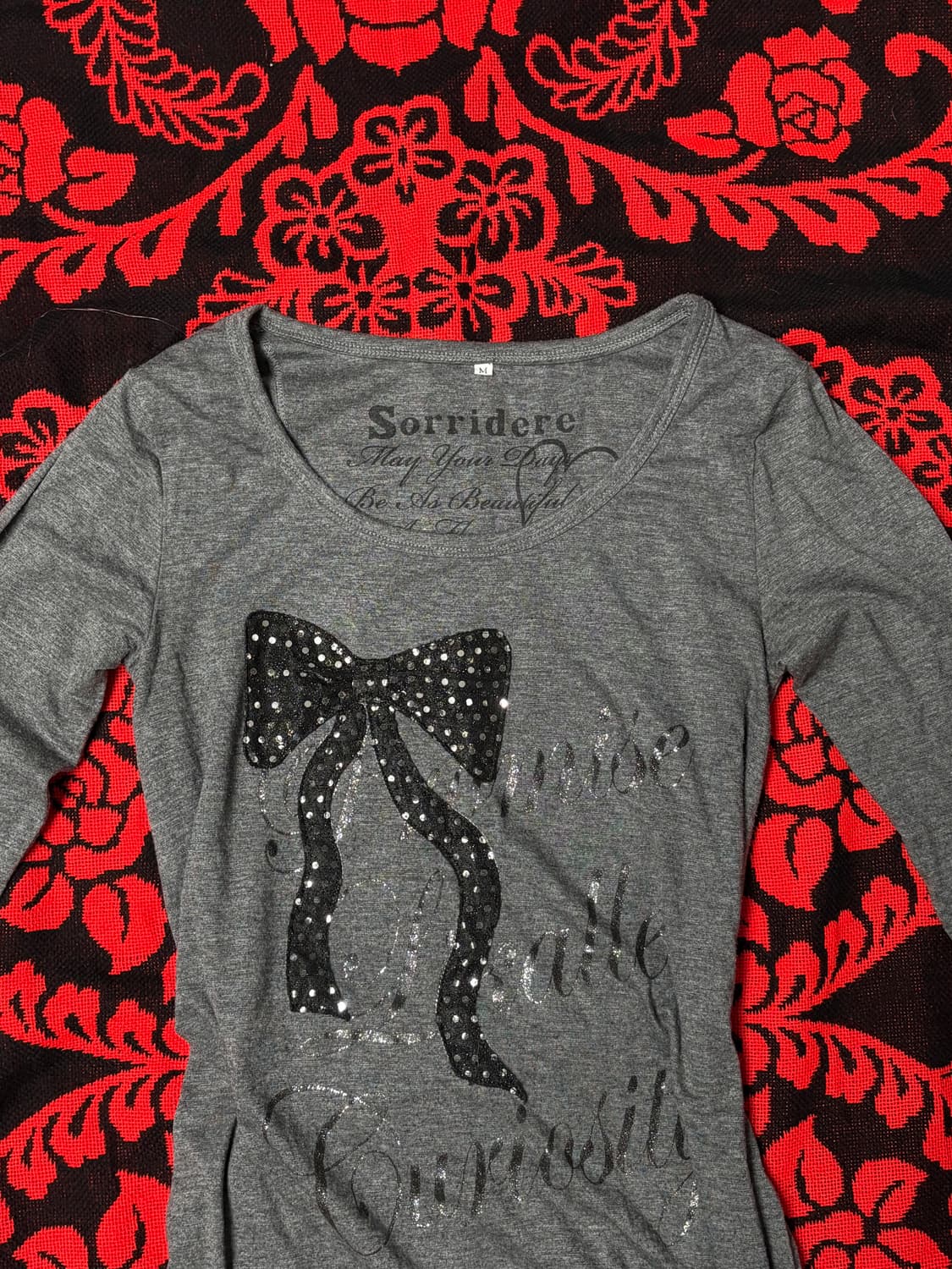Y2K rock punk linestone long sleeve 상품이미지3
