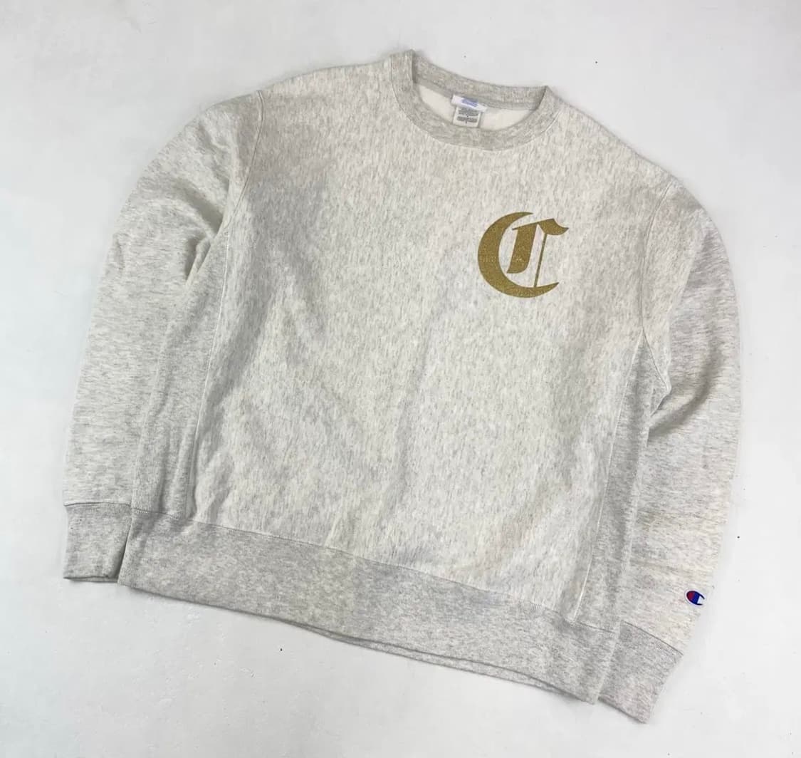 챔피온 리버스위브 블루 택 스펠아웃 빅로고 그레이 스웻 L 상품이미지2