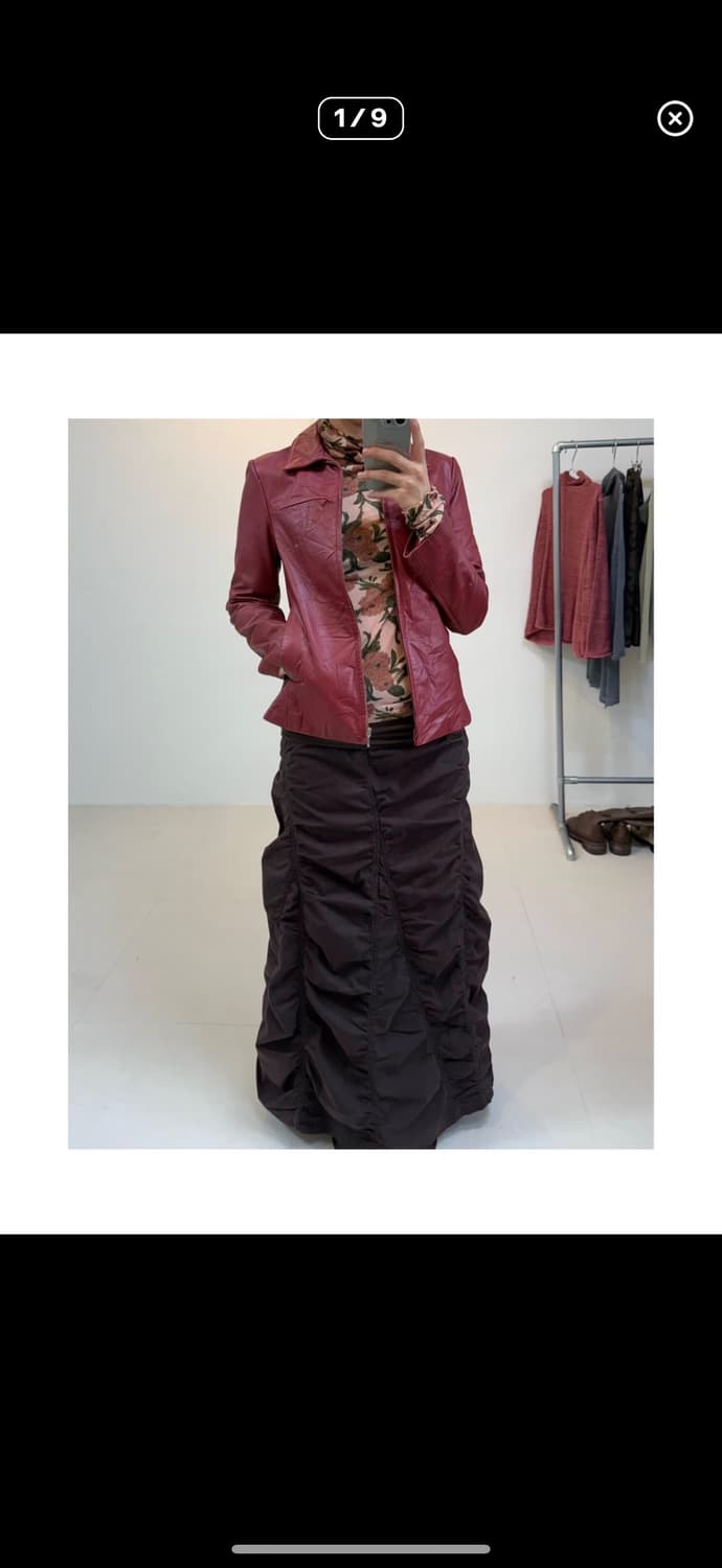 빈티지 레드 레더 자켓  상품이미지1