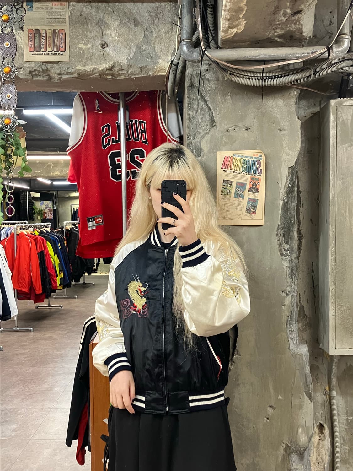 재팬스타일 올드스쿨 오리지널 자수 스카잔 블랙 M 상품이미지2