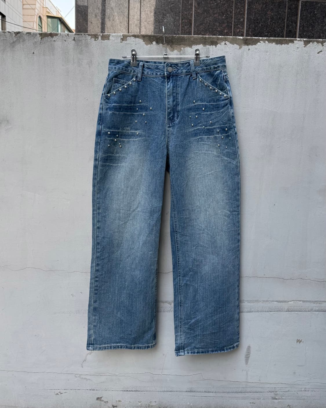 스터드 와이드 데님 팬츠 상품이미지1