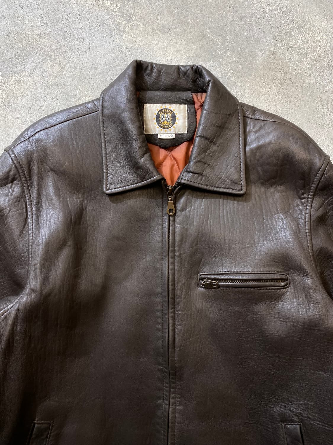 [100] 90s 알프레도 베르사체 다크브라운 양가죽 레더 자켓 상품이미지2