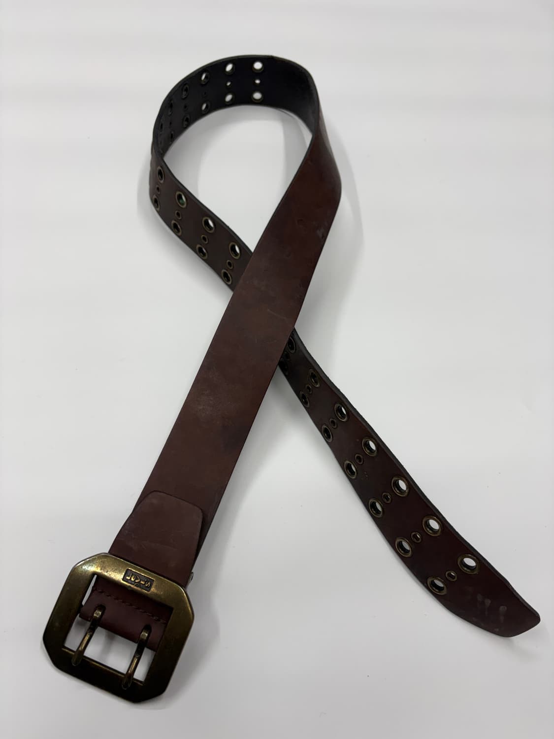 Levis 리바이스 브라운 아일렛 펀칭 레더 벨트 상품이미지4