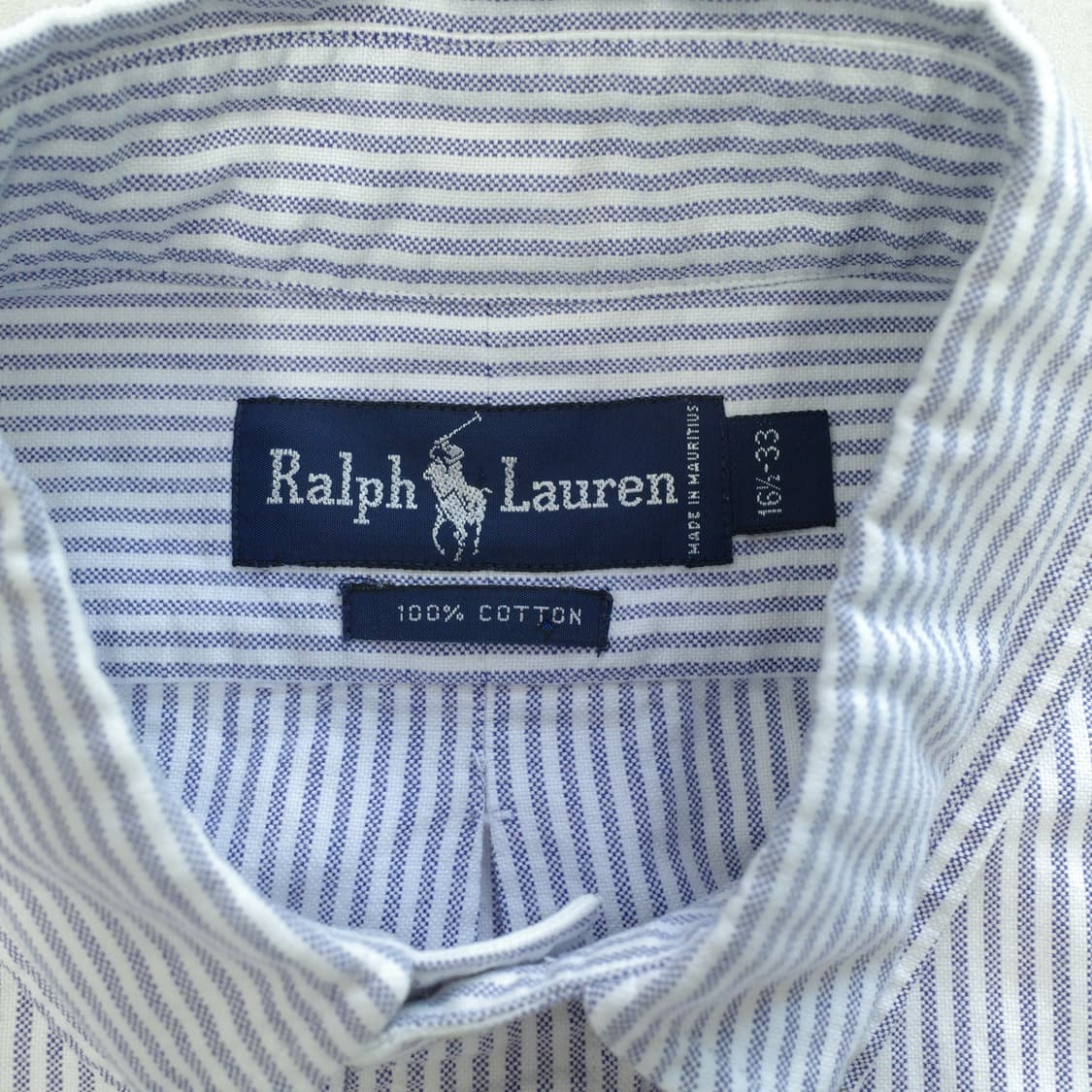 90s 폴로 랄프로렌 캔디 블루 스트라이프 셔츠 16.5-33(XL) 상품이미지5